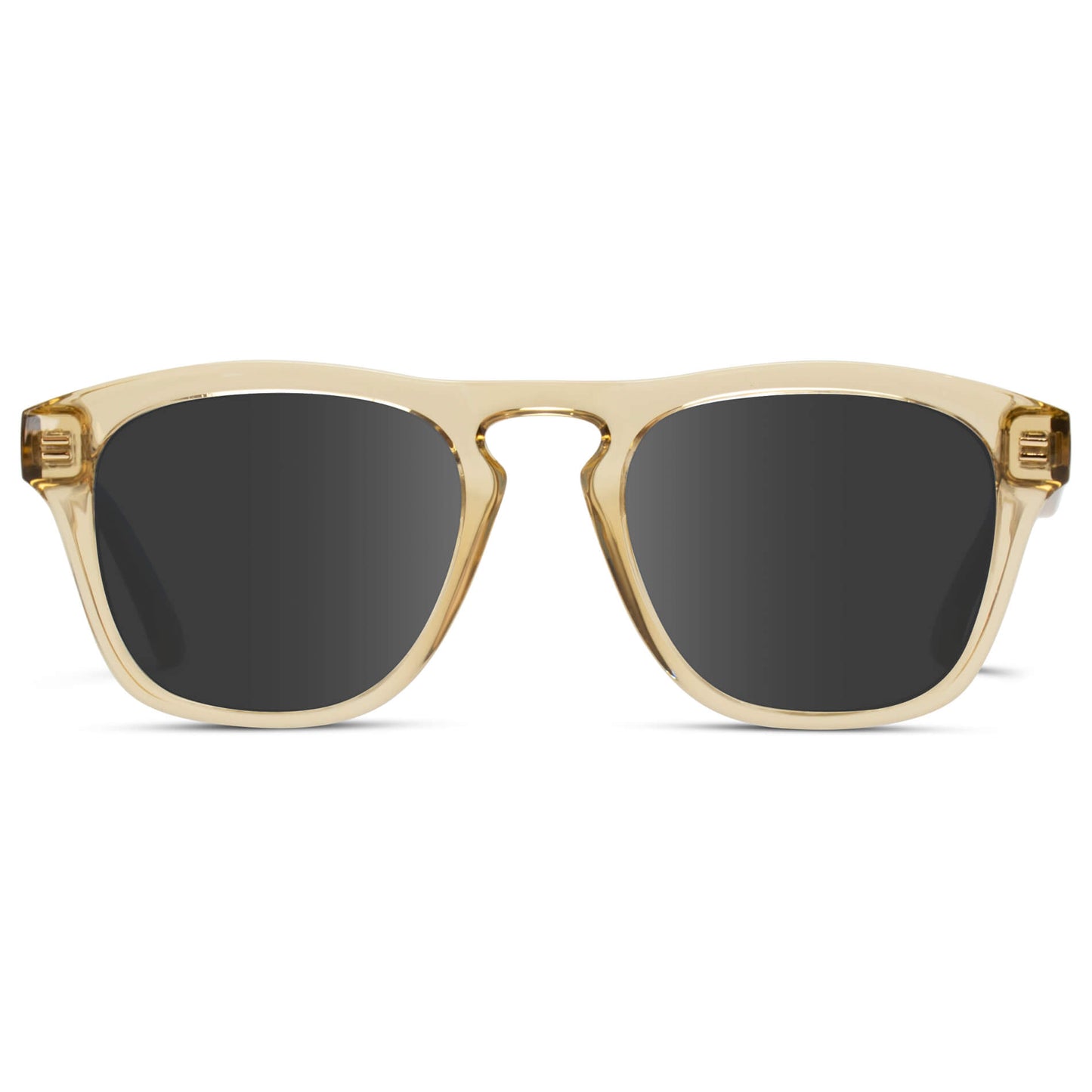 Champagne Crystal / Grey Lens || Yellow Square Frame Sunglasses with Grey Prescription Lenses
