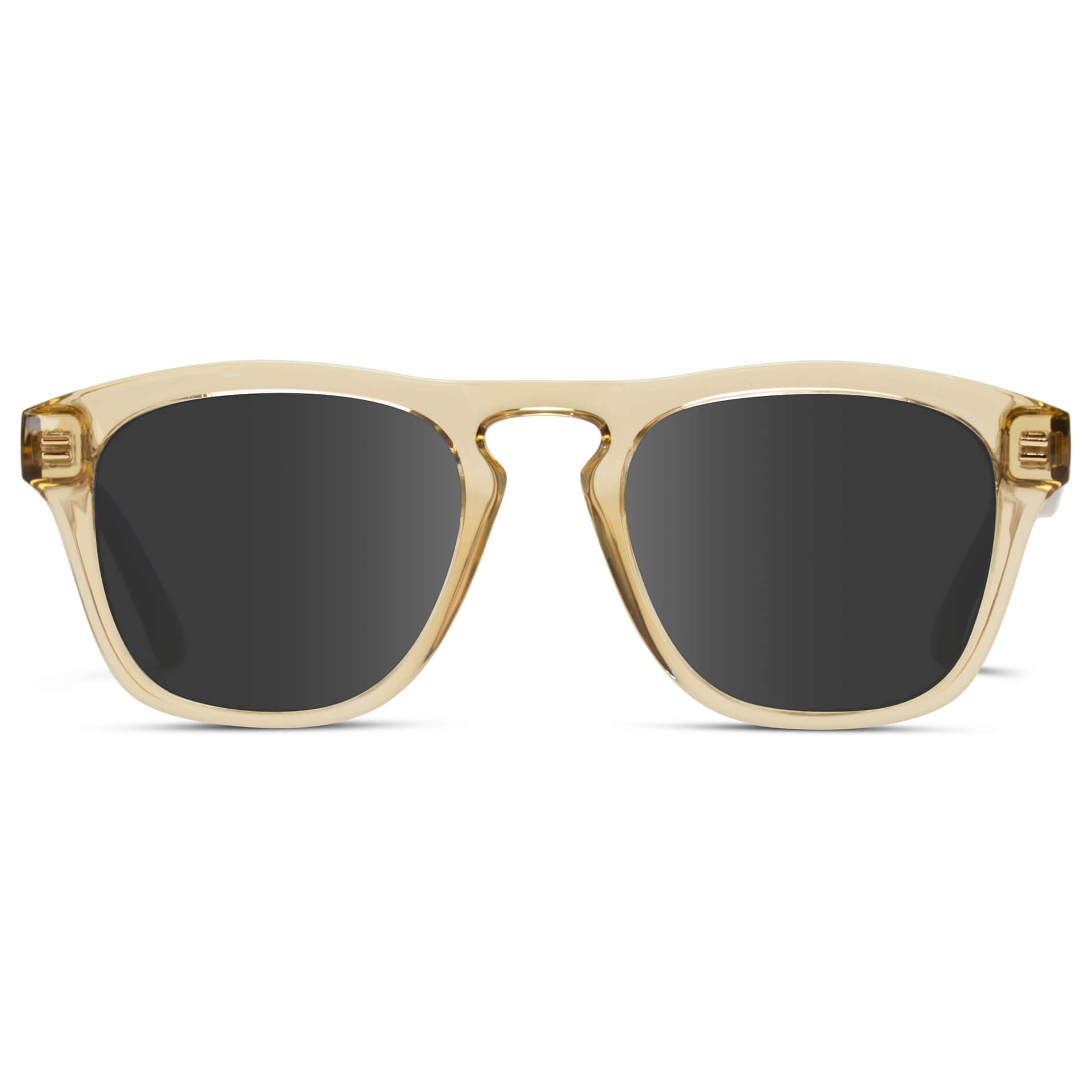 Champagne Crystal / Grey Lens || Yellow Square Frame Sunglasses with Grey Prescription Lenses
