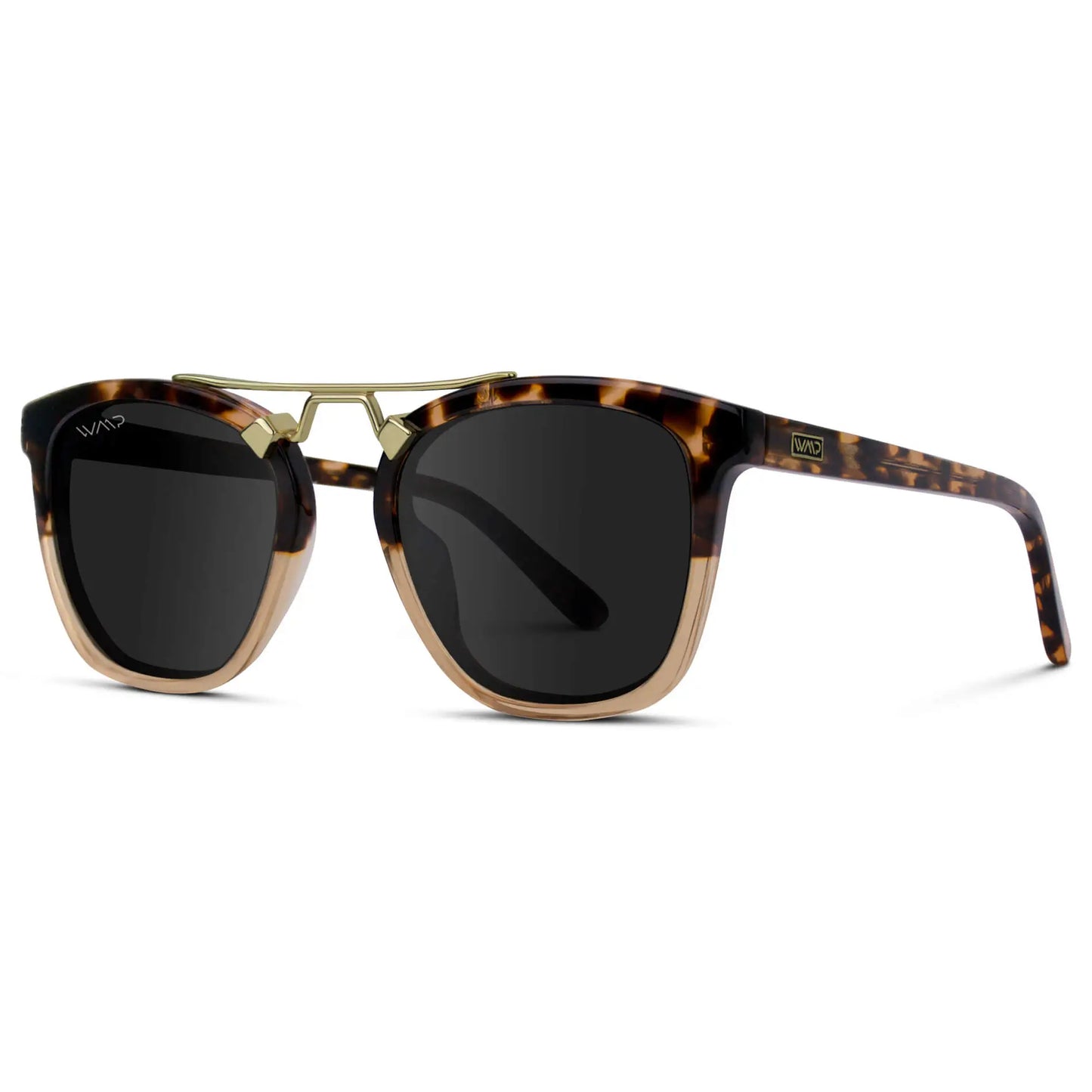 Crystal Brown Tortoise / Black Lens || Trendy Brown Tortoise Frame with Polarized Black Lenses