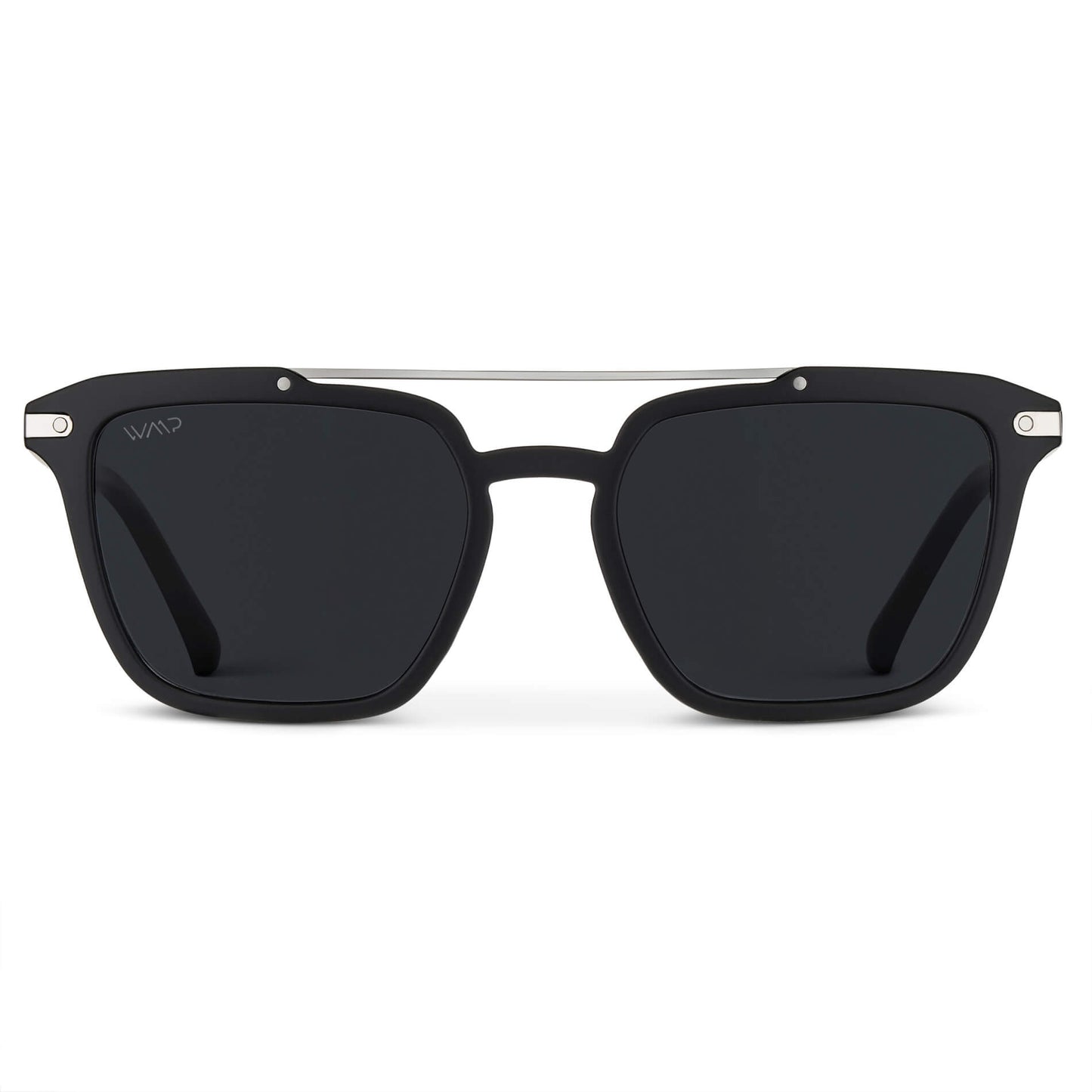 Matte Black / Black Lens || Black Square Sunglasses with Black Lenses