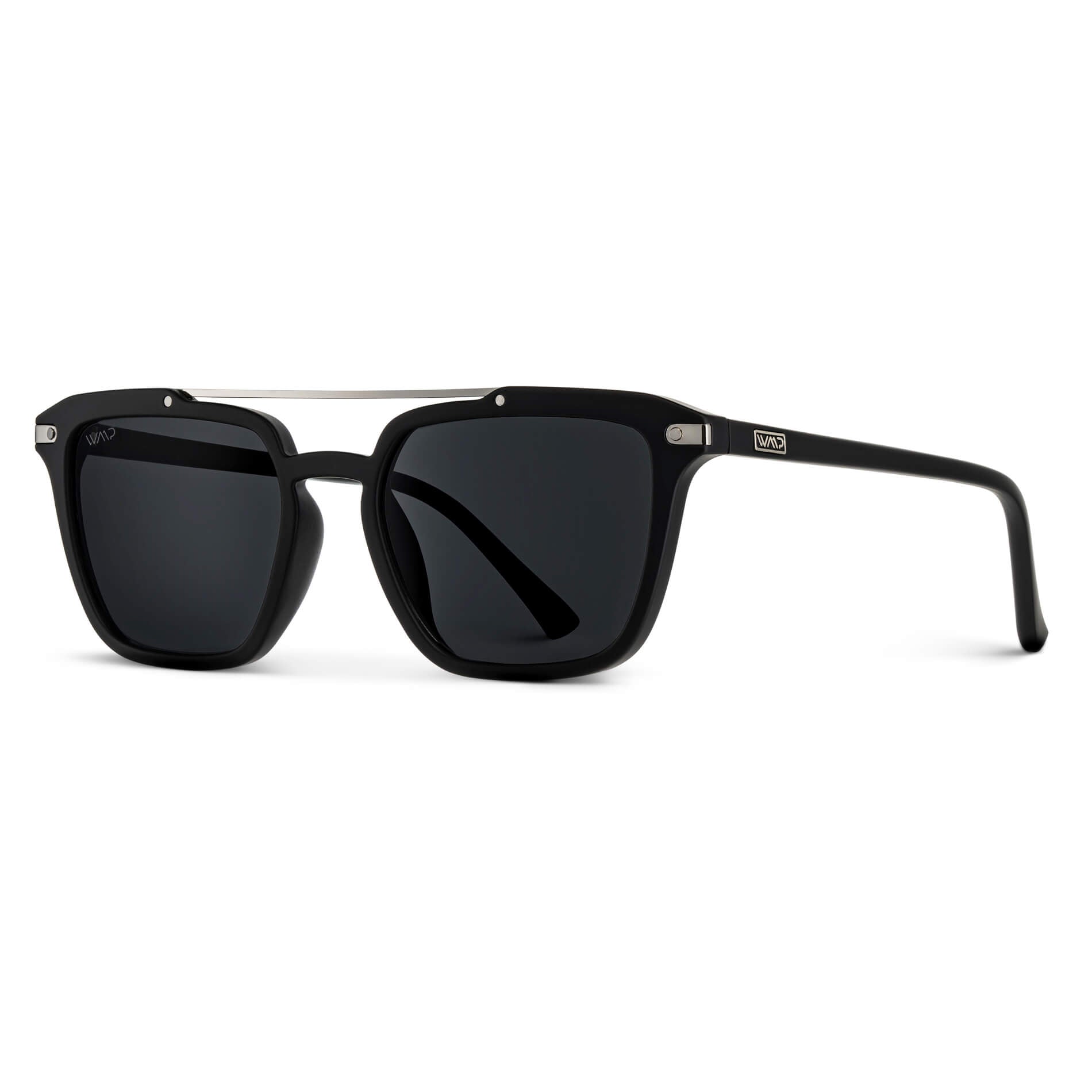 Matte Black / Black Lens || Black Square Sunglasses with Black Lenses