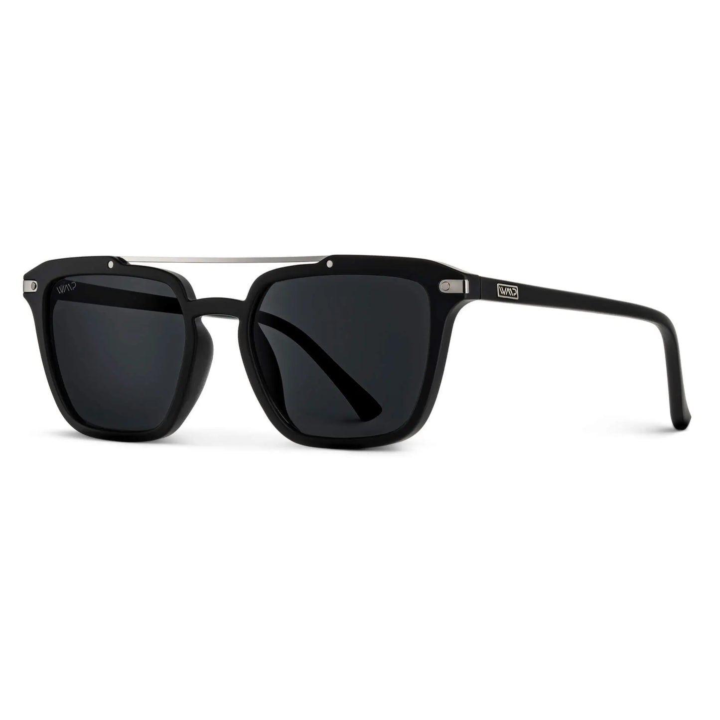 Matte Black / Black Lens || Men's Black Square Sunglasses with Black Polarized Lenses