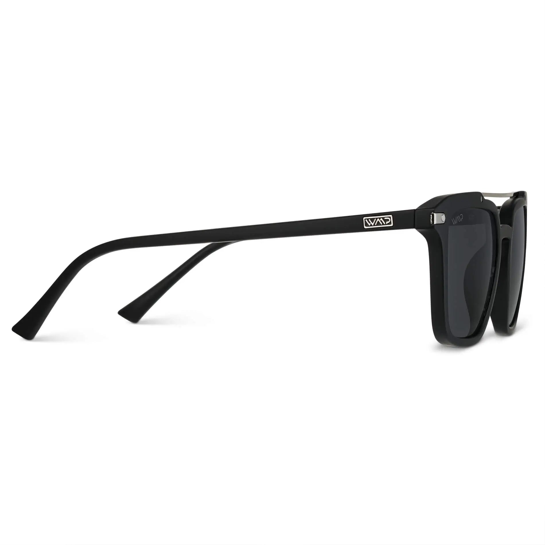 Matte Black / Black Lens || Men's Black Square Sunglasses with Black Polarized Lenses