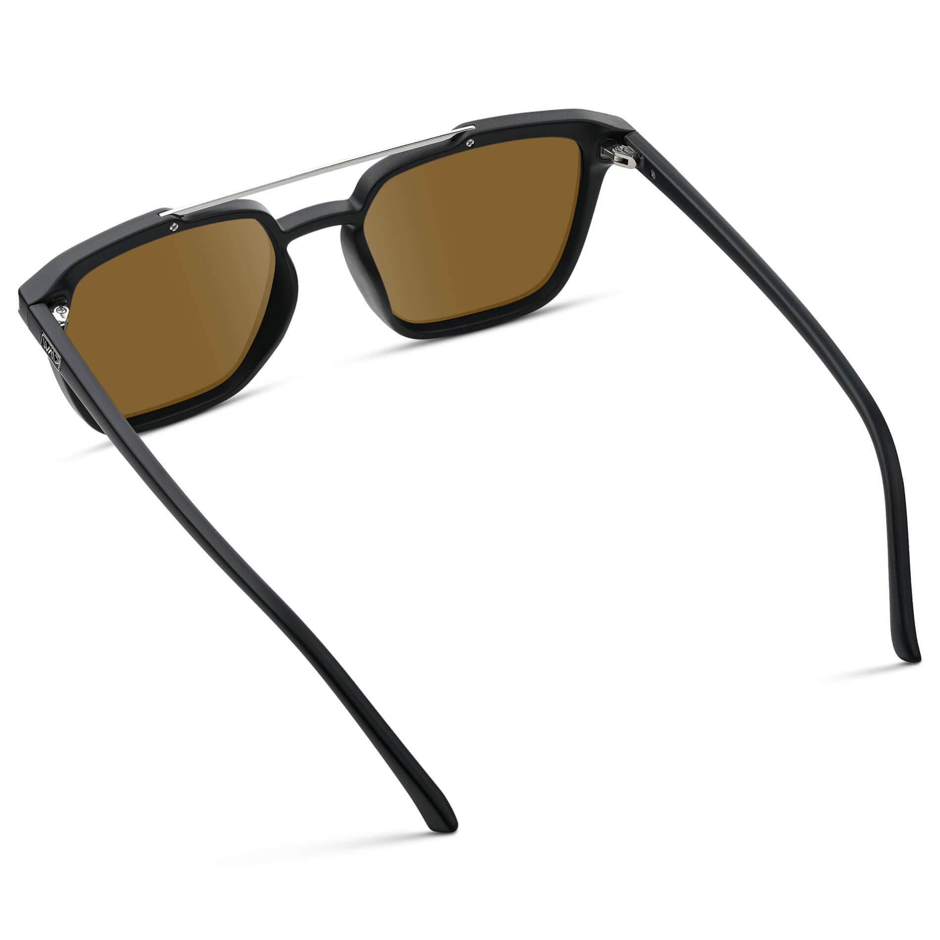 Matte Black / Amber Lens || Black Square Sunglasses with Brown Lenses