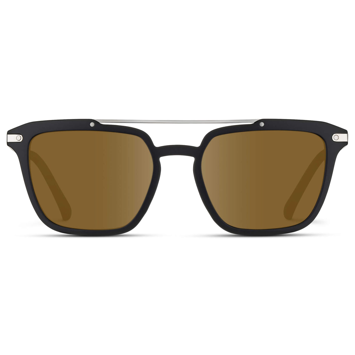 Matte Black / Amber Lens || Black Square Sunglasses with Brown Lenses
