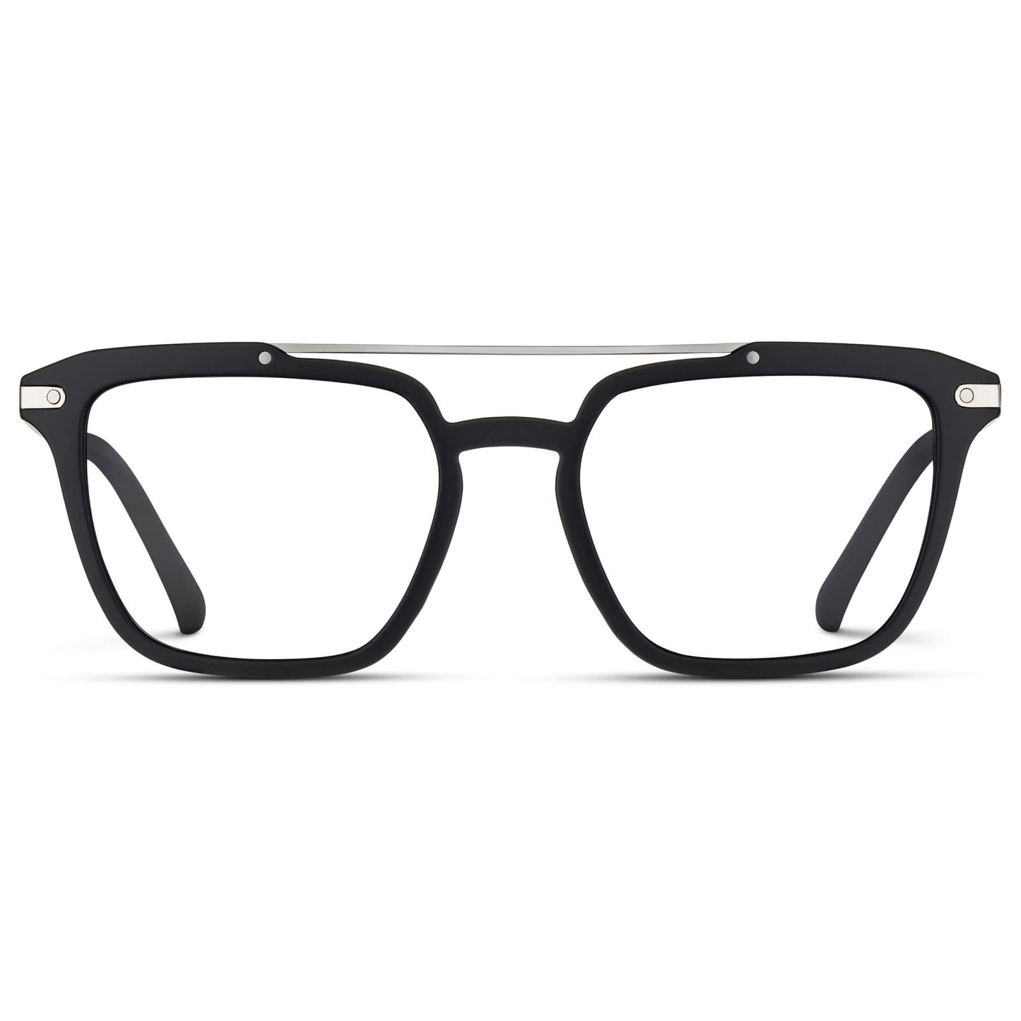 Matte Black || Black Square Eyeglasses with Clear Lenses
