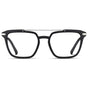 Matte Black || Men's Double Bridge Square Eyeglasses with Black Frame and Clear Prescription Lenses on a white background