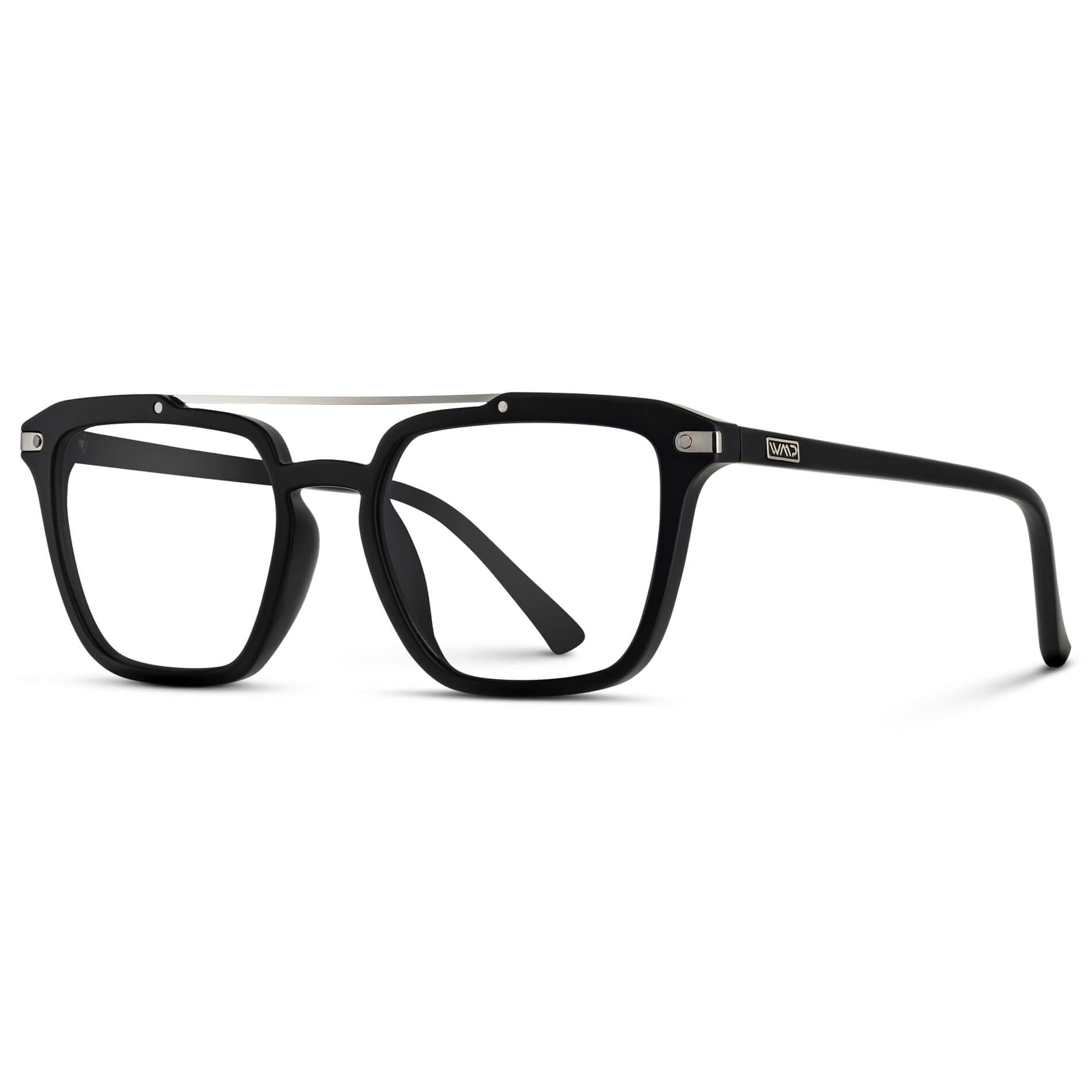 Matte Black || Black Square Eyeglasses with Clear Lenses