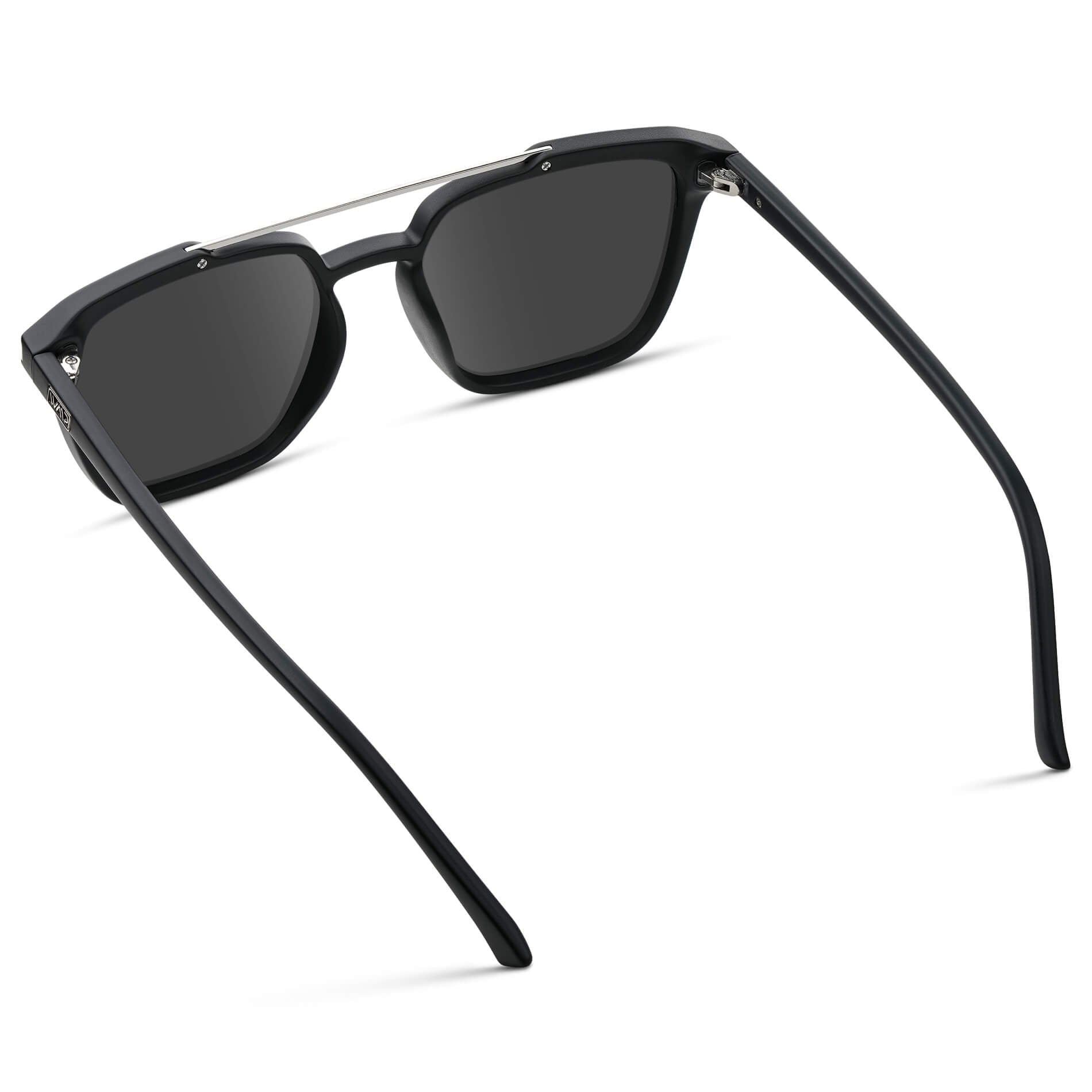 Matte Black / Grey Lens || Black Square Sunglasses with Grey Lenses
