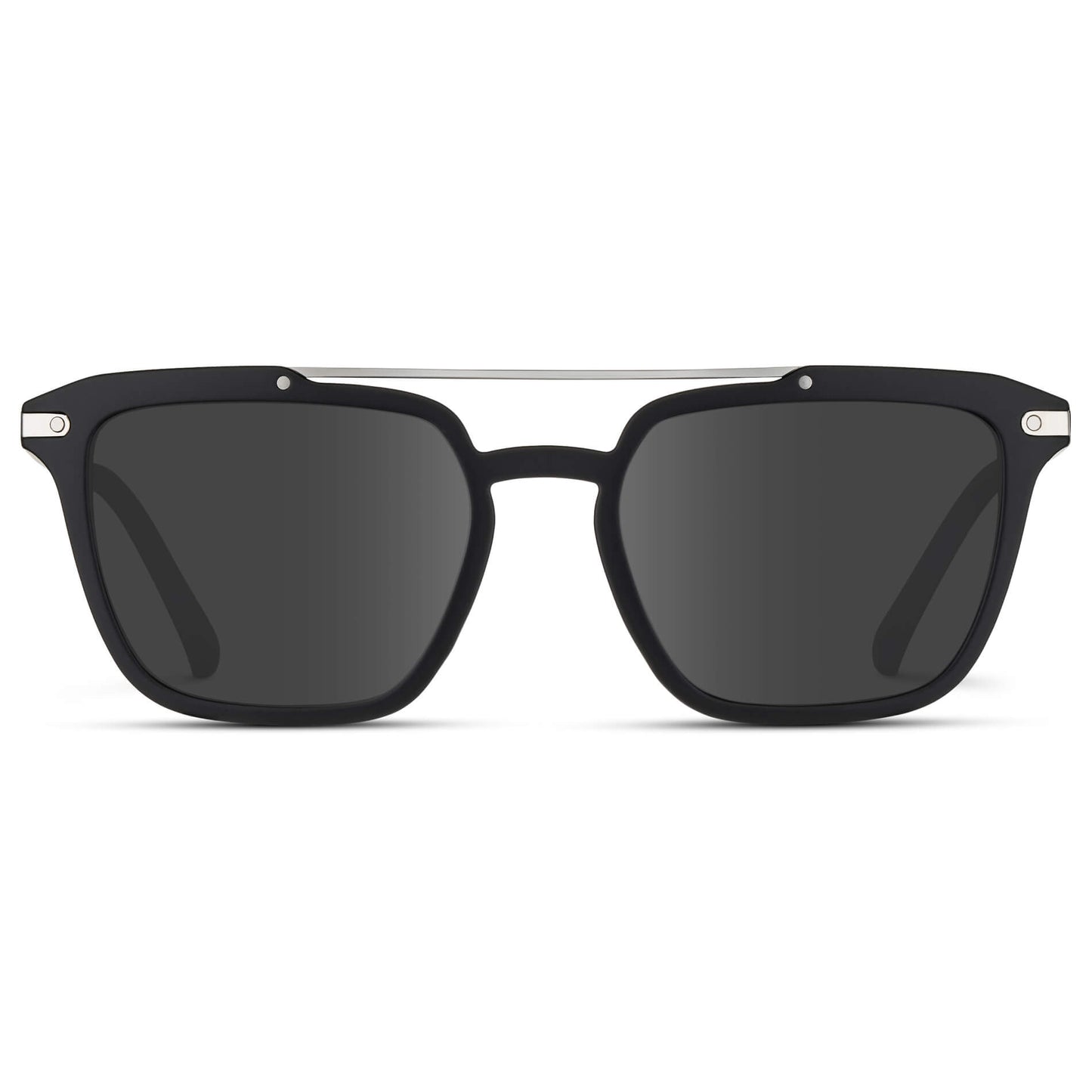 Matte Black / Grey Lens || Black Square Sunglasses with Grey Lenses