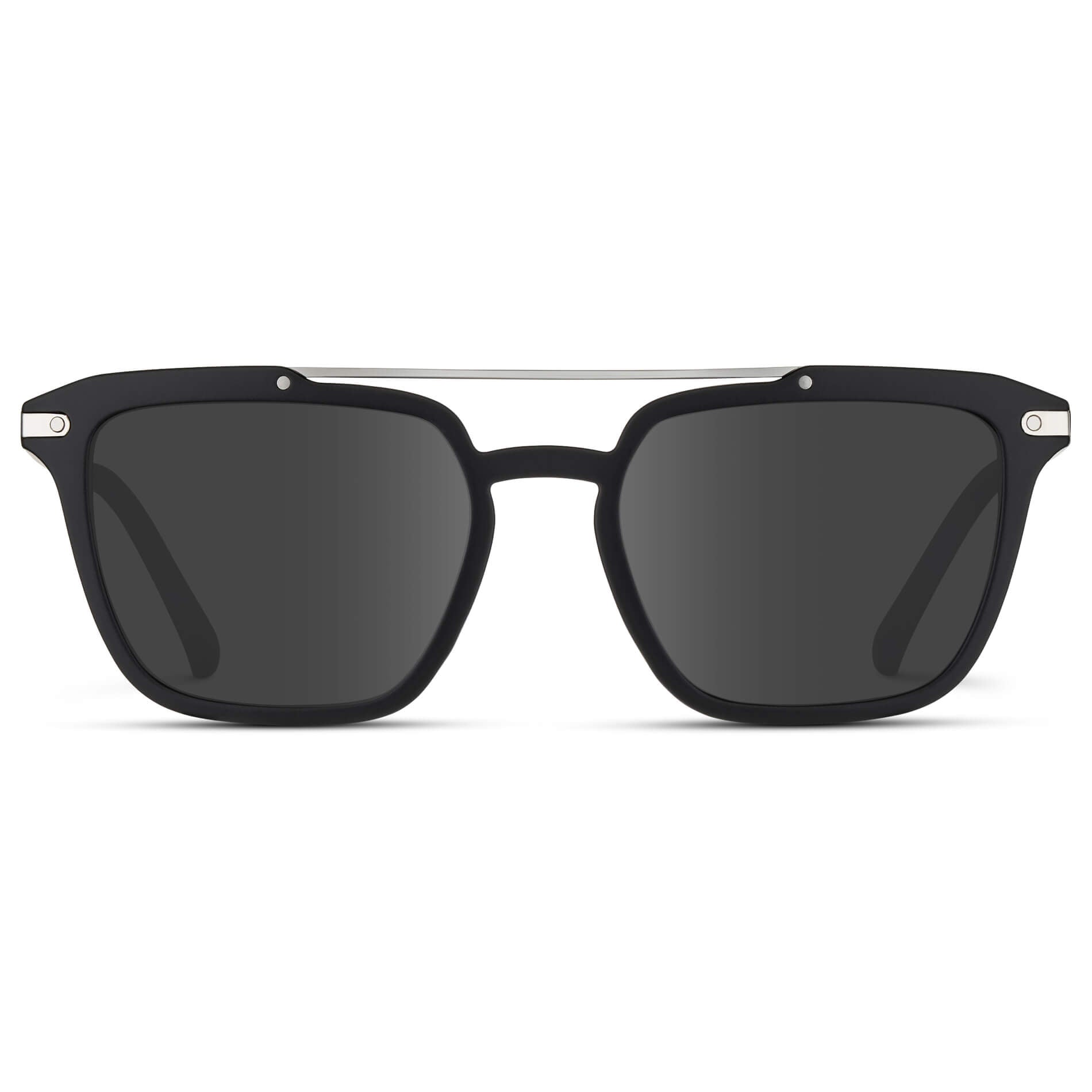 Matte Black / Grey Lens || Black Square Sunglasses with Grey Lenses
