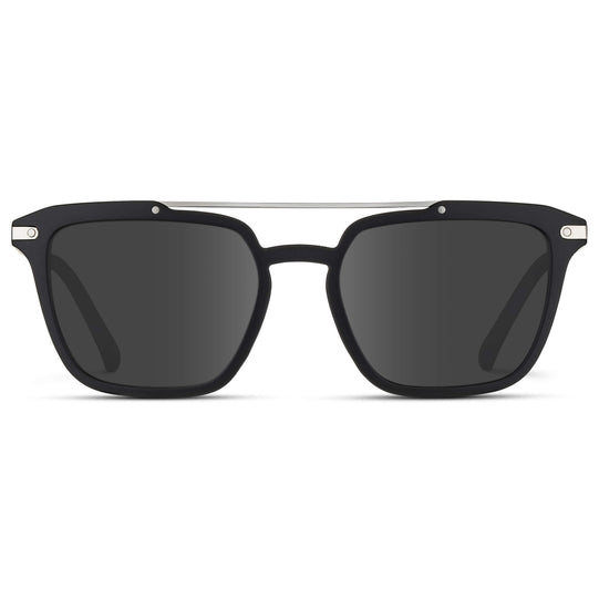 Matte Black / Grey Lens || Black Square Sunglasses with Grey Lenses