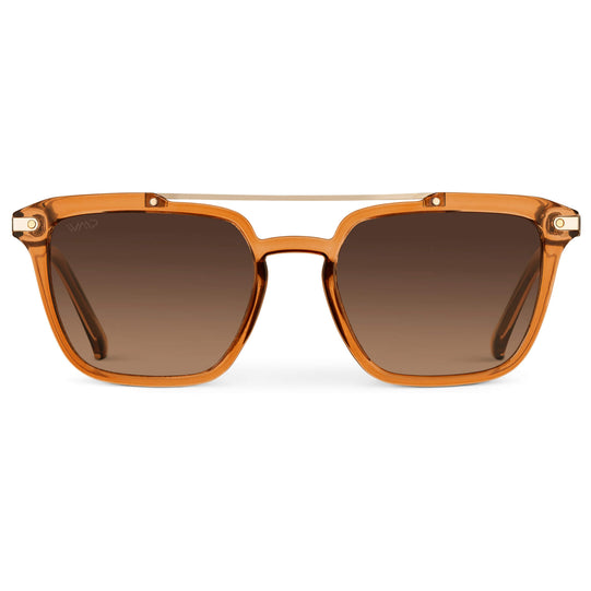 Crystal Brown / Brown Gradient Lens || Brown Square Sunglasses with Brown Lenses