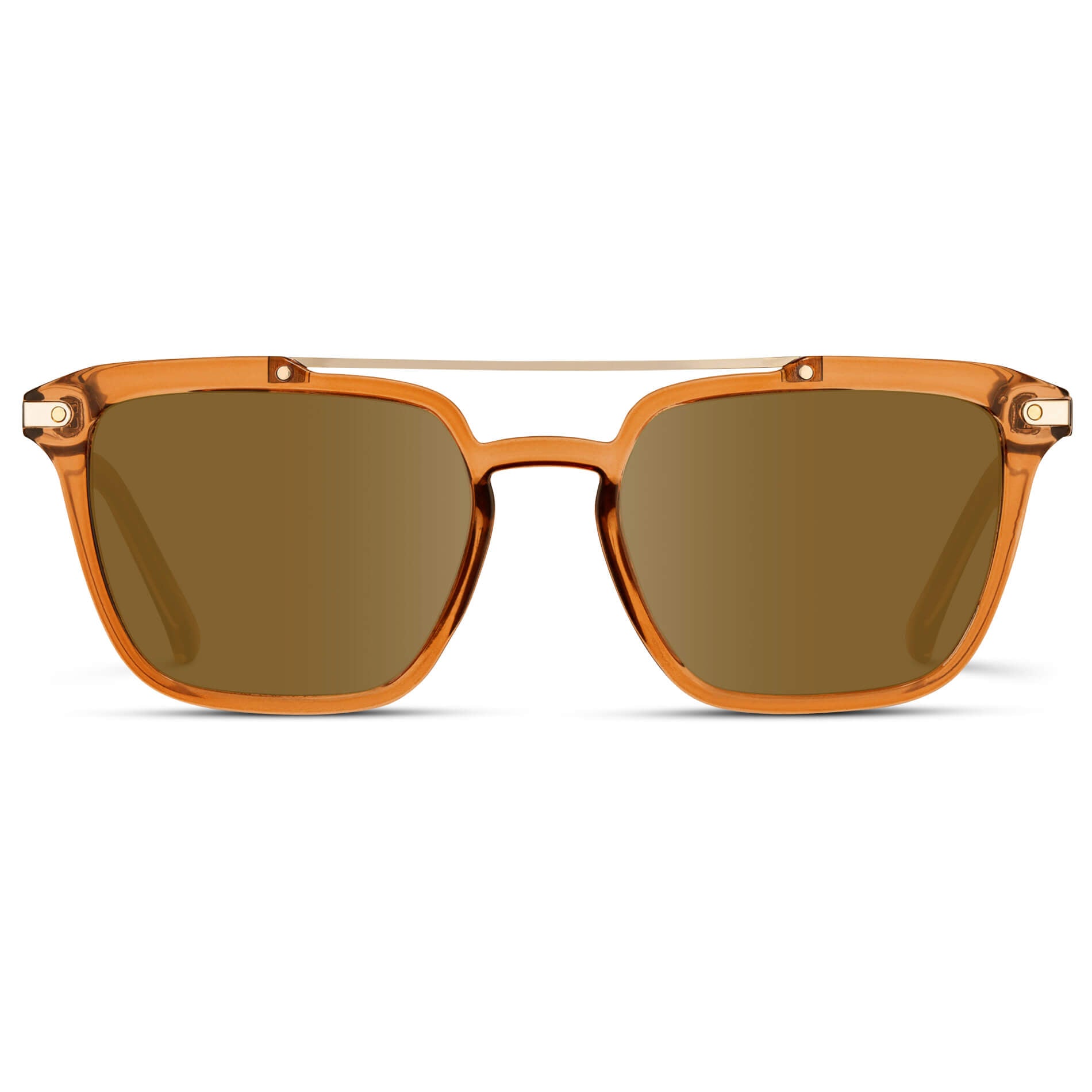 Crystal Brown / Amber Lens || Brown Square Sunglasses with Brown Lenses