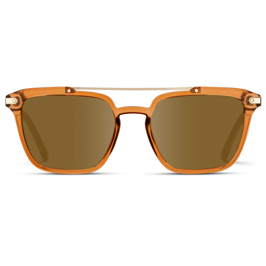 Crystal Brown / Amber Lens || Brown Square Sunglasses with Brown Lenses