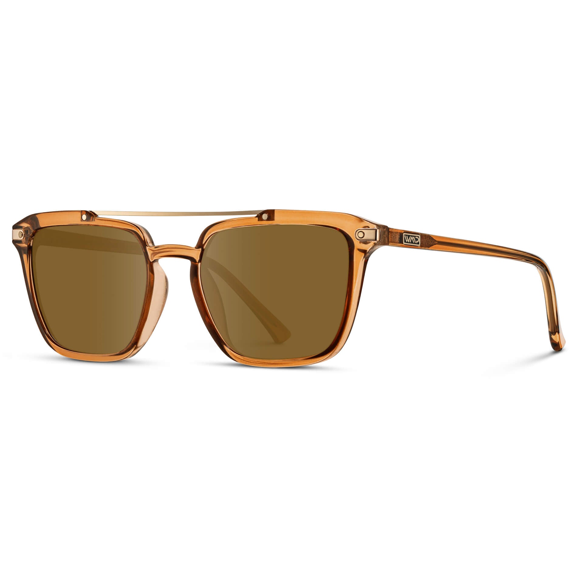 Crystal Brown / Amber Lens || Brown Square Sunglasses with Brown Lenses
