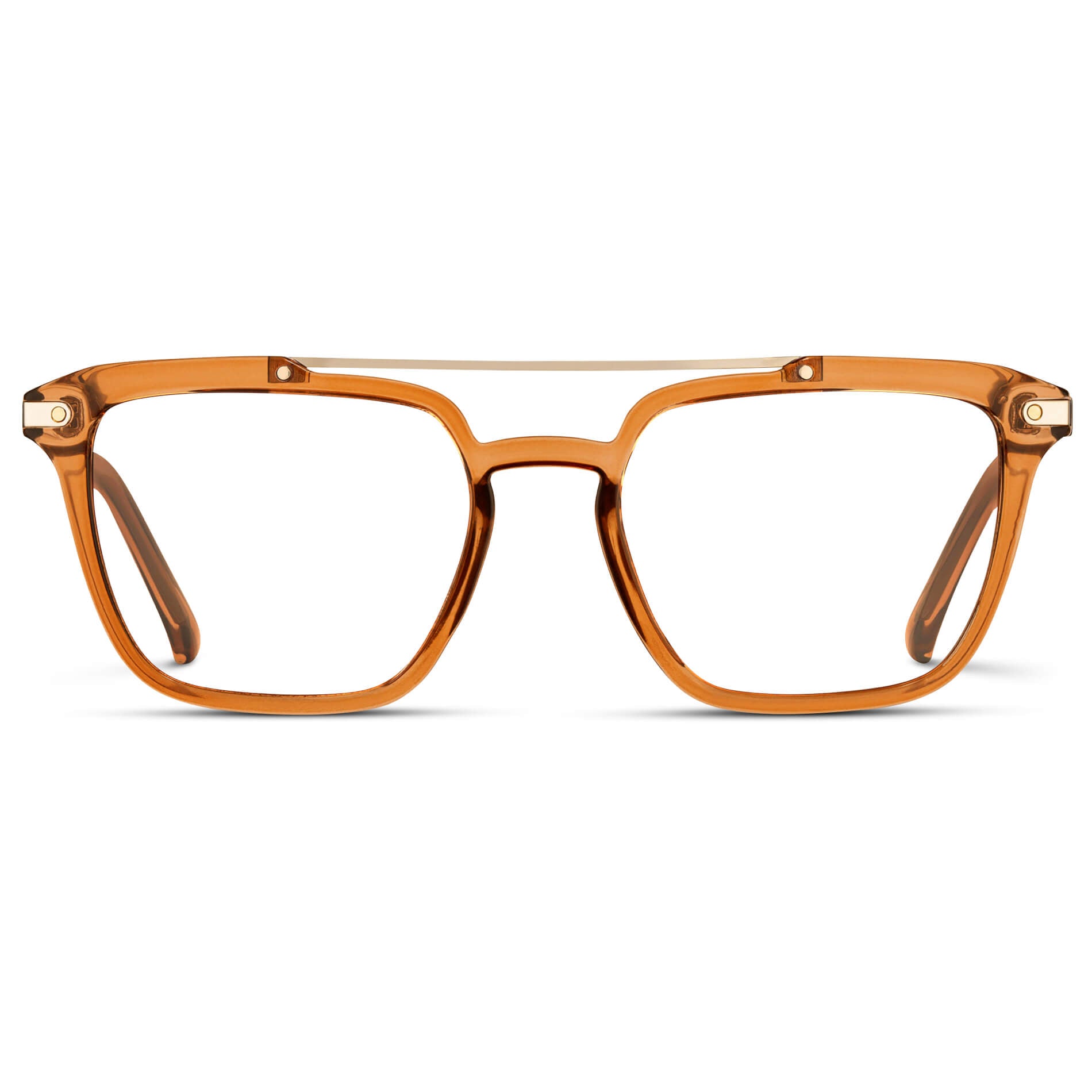 Crystal Brown || Brown Square Eyeglasses with Clear Lenses