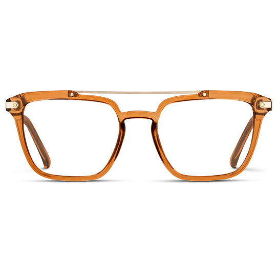Crystal Brown || Brown Square Eyeglasses with Clear Lenses