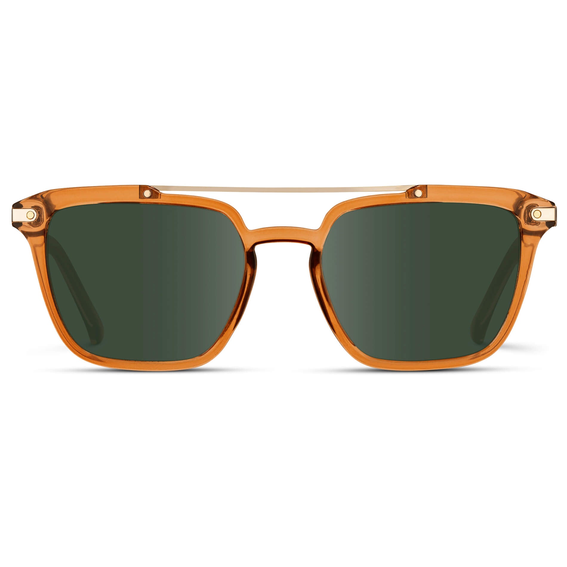 Crystal Brown / G15 Lens || Brown Square Sunglasses with Green Lenses