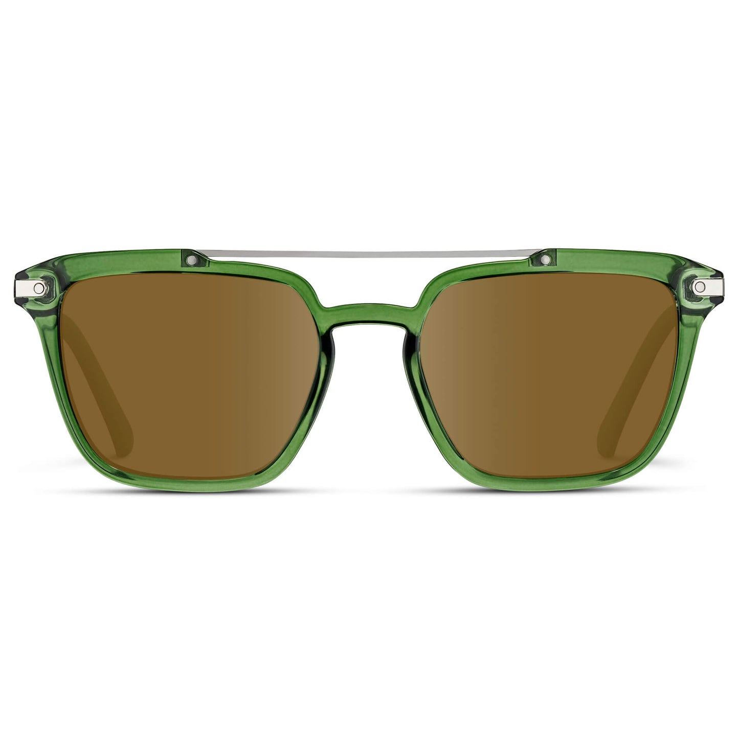 Emerald Green / Amber Lens || Green Square Sunglasses with Brown Lenses