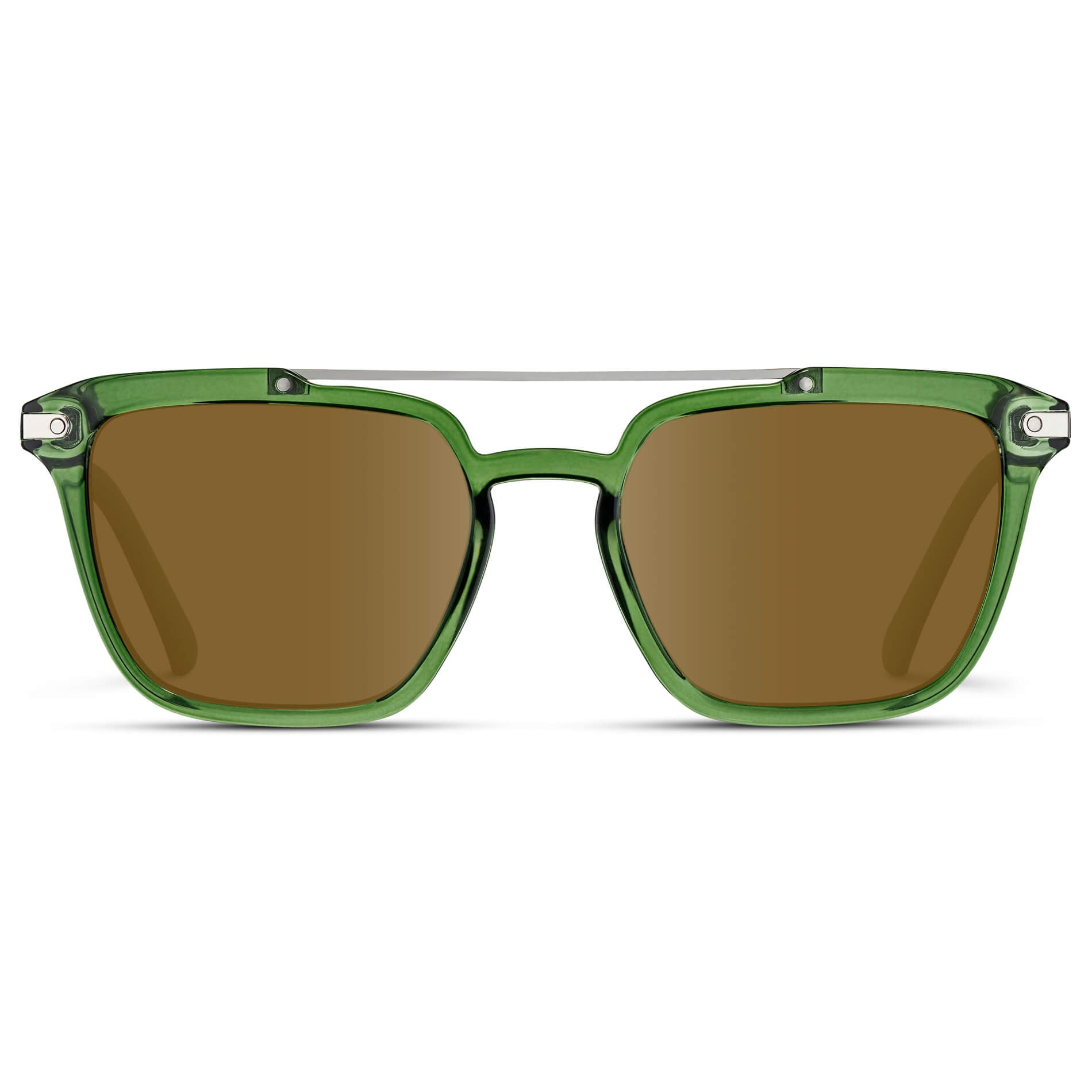 Emerald Green / Amber Lens || Green Square Sunglasses with Brown Lenses