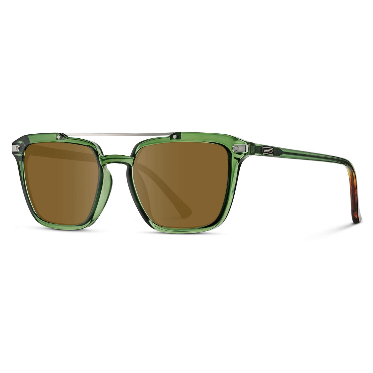 Emerald Green / Amber Lens || Green Square Sunglasses with Brown Lenses