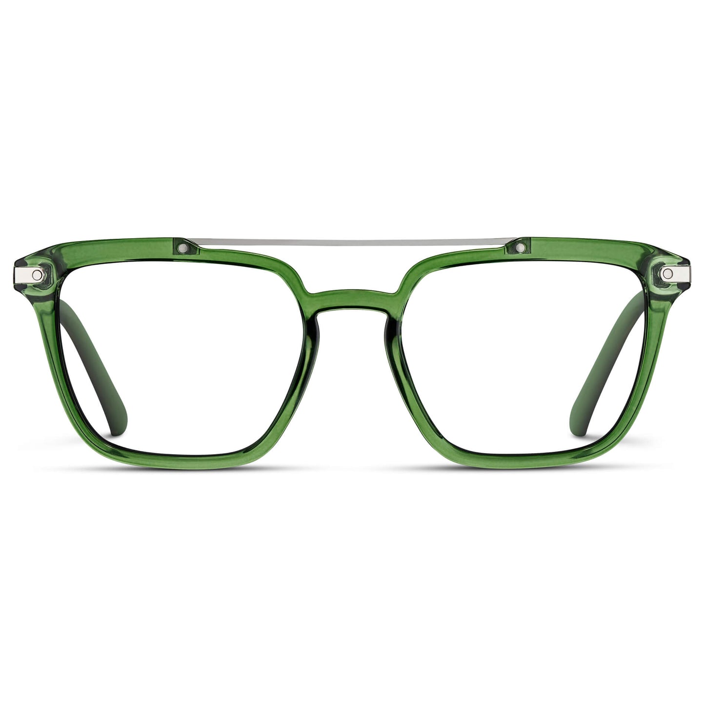 Emerald Green || Green Square Eyeglasses with Clear Lenses