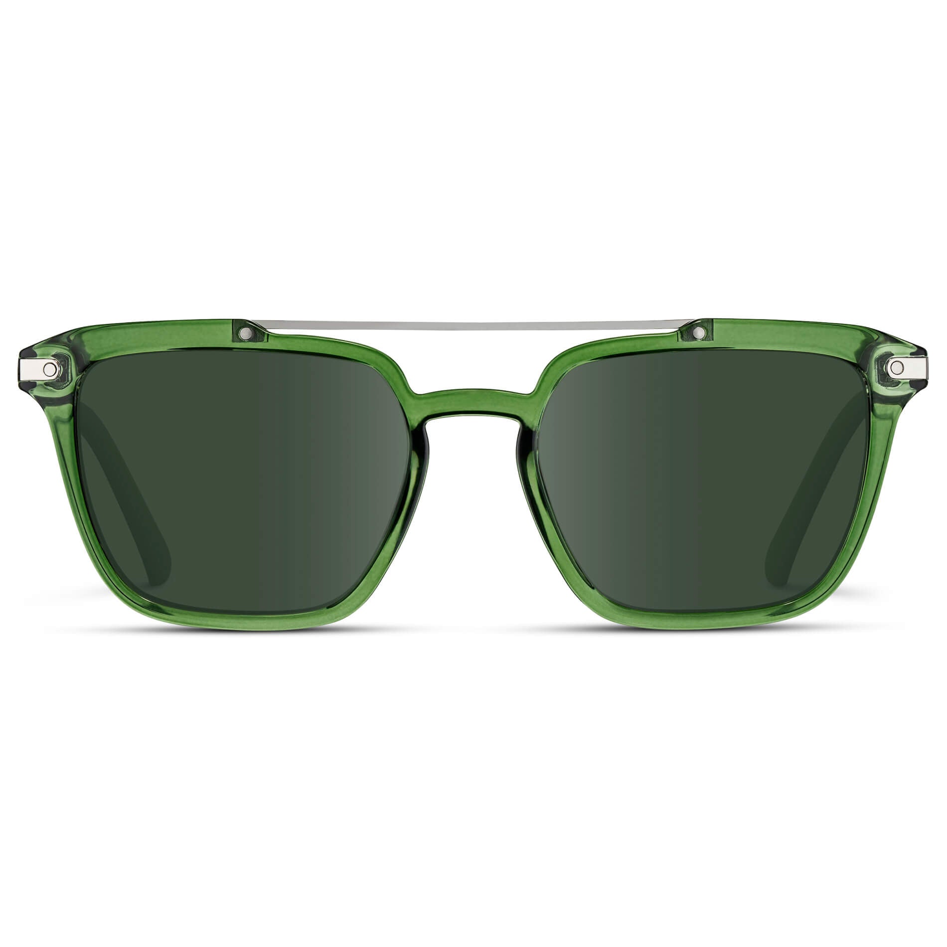 Emerald Green / G15 Lens || Green Square Sunglasses with Green Lenses