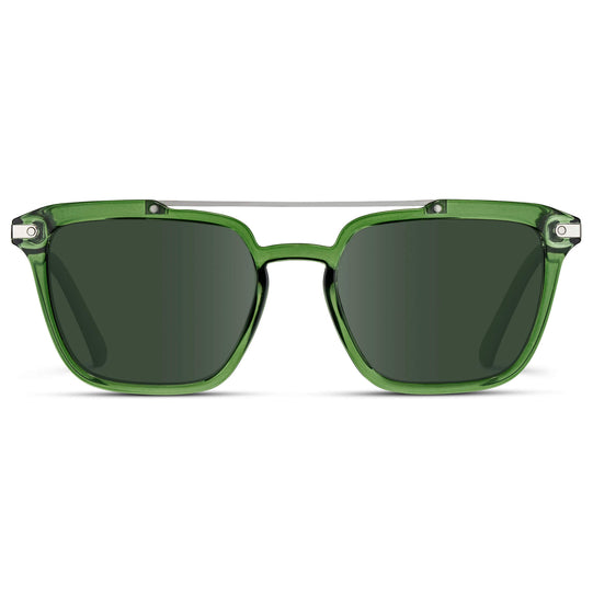 Emerald Green / G15 Lens || Green Square Sunglasses with Green Lenses