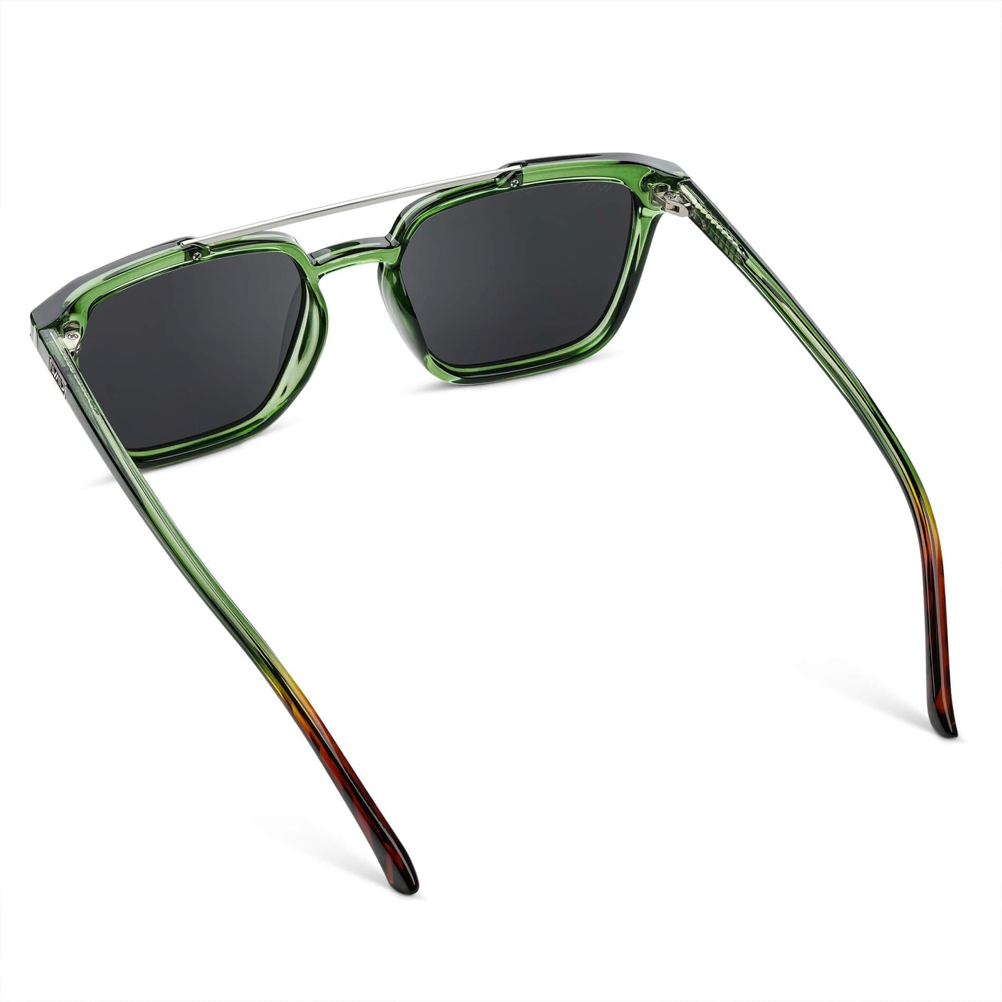 Emerald Green / Black Lens || Green Square Sunglasses with Grey Lenses