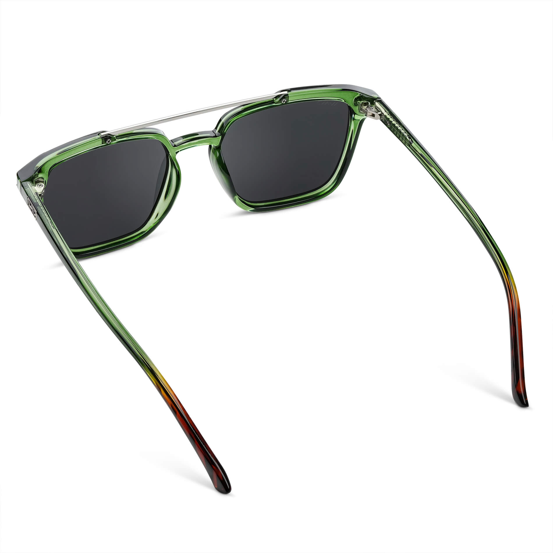 Emerald Green / Black Lens || Green Square Sunglasses with Grey Lenses