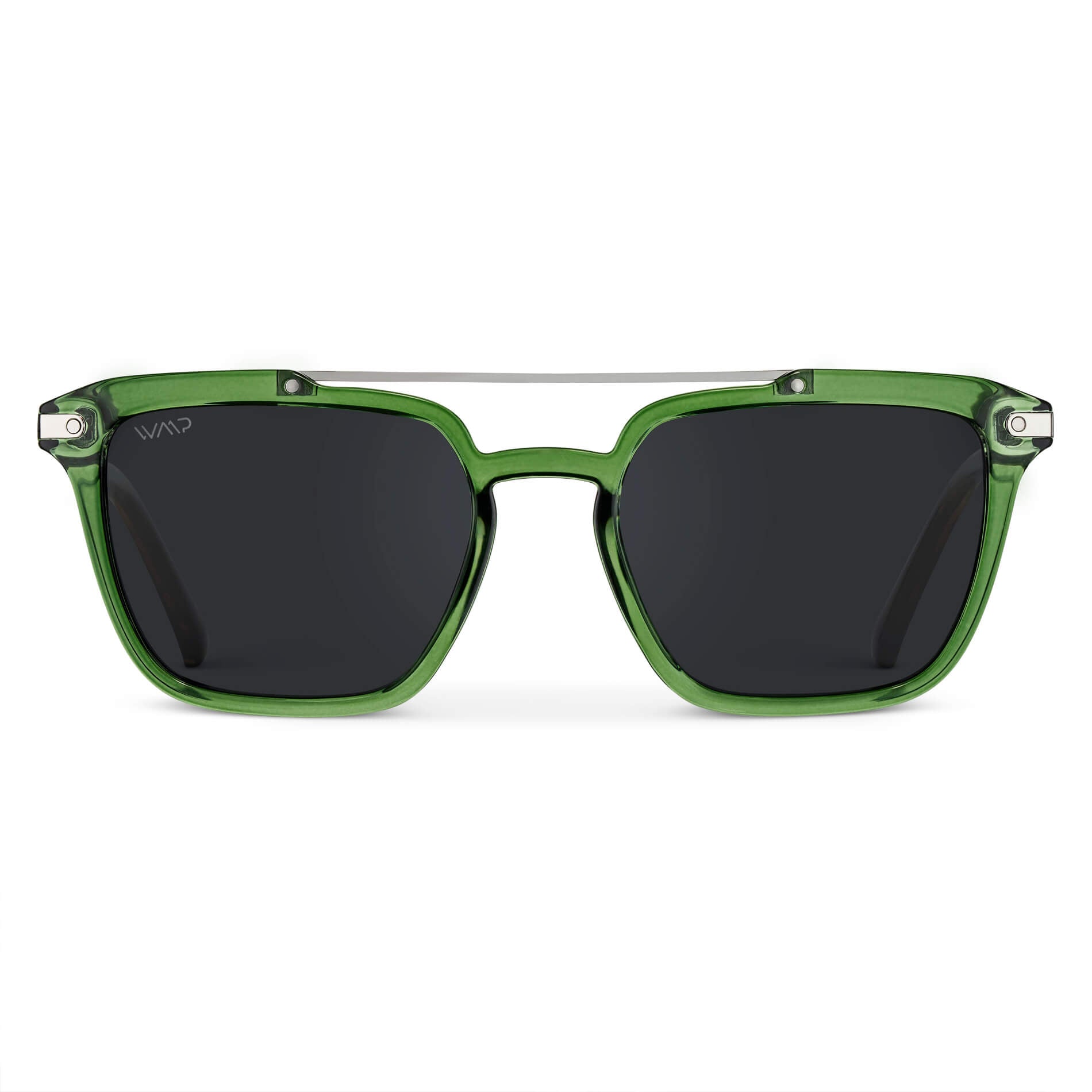 Emerald Green / Black Lens || Green Square Sunglasses with Grey Lenses