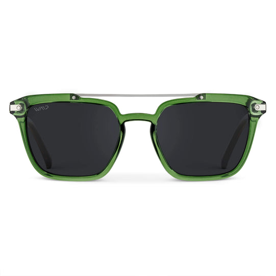 Emerald Green / Black Lens || Green Square Sunglasses with Grey Lenses