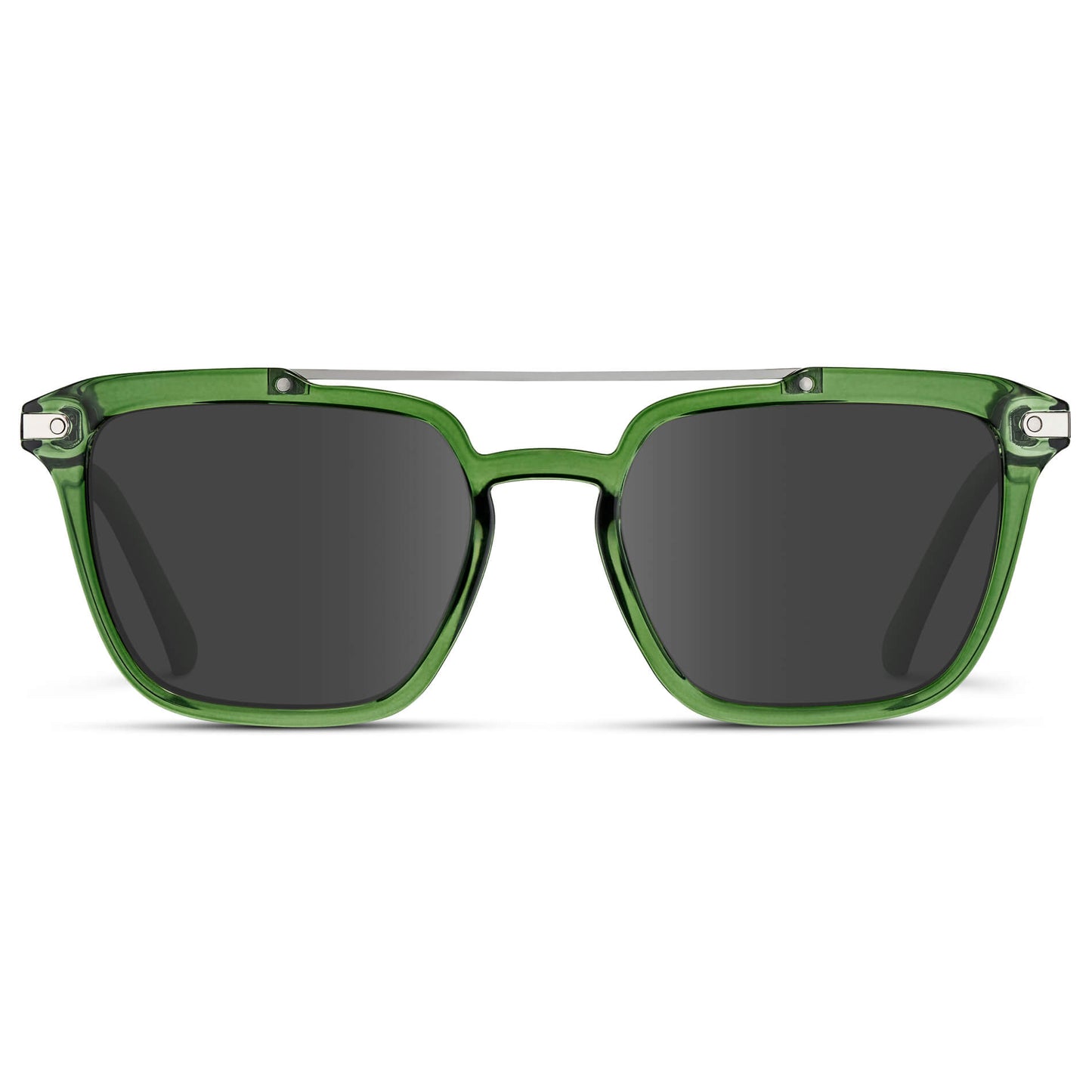 Emerald Green / Grey Lens || Green Square Sunglasses with Grey Lenses