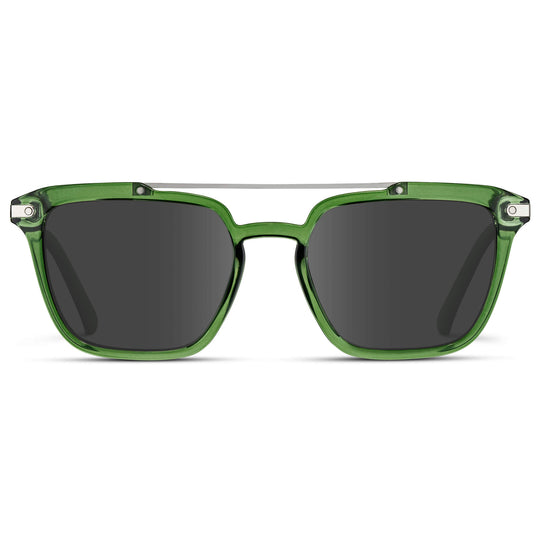 Emerald Green / Grey Lens || Green Square Sunglasses with Grey Lenses