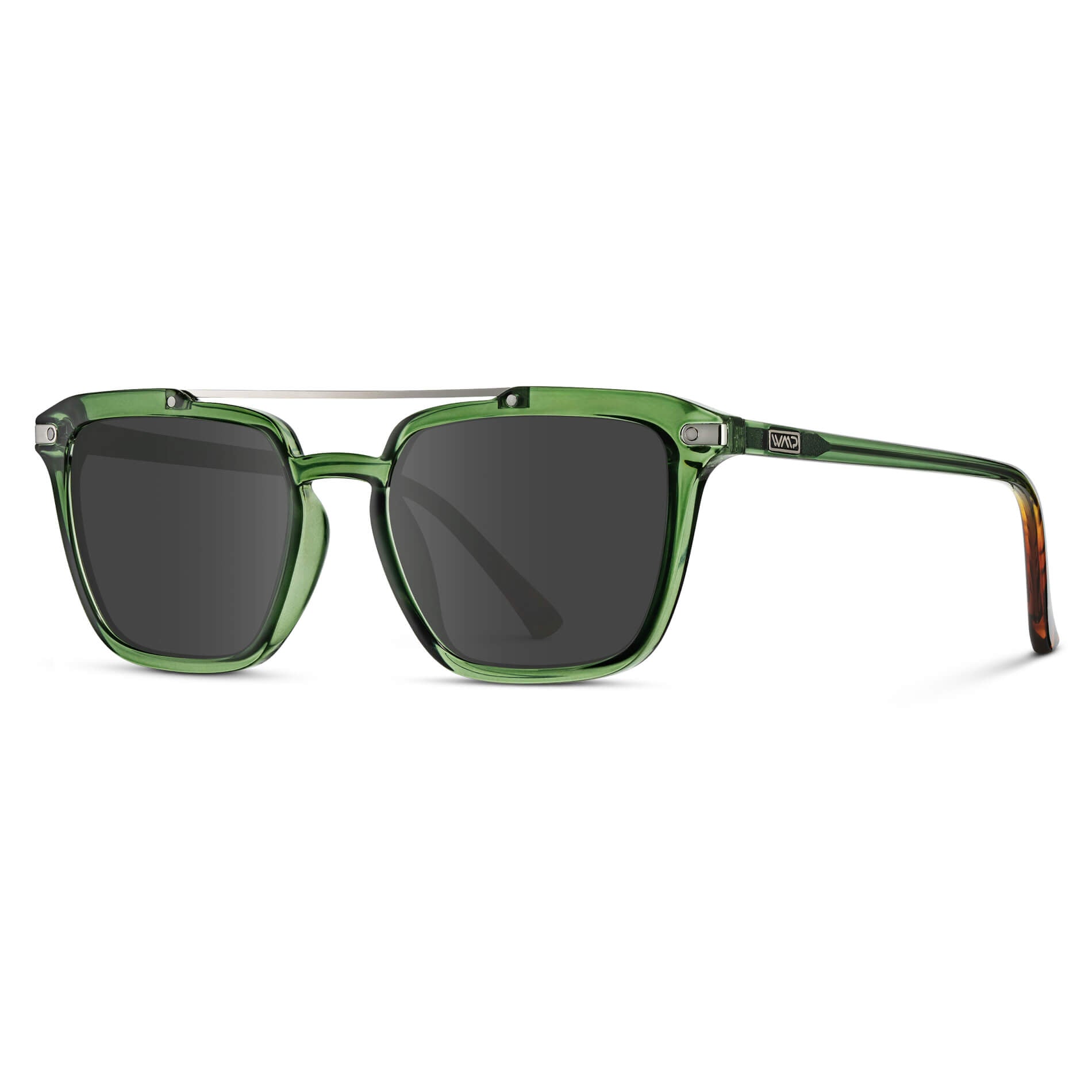 Emerald Green / Grey Lens || Green Square Sunglasses with Grey Lenses