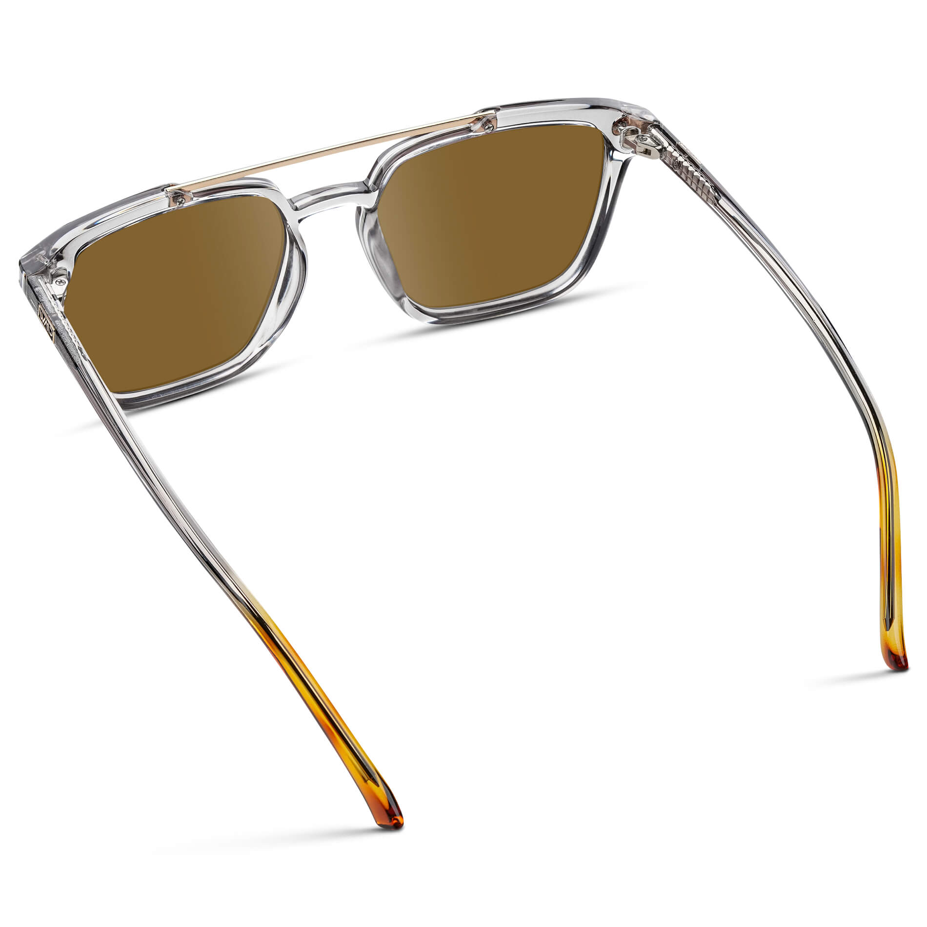 Crystal Ice Grey / Amber Lens || Grey Square Sunglasses with Brown Lenses