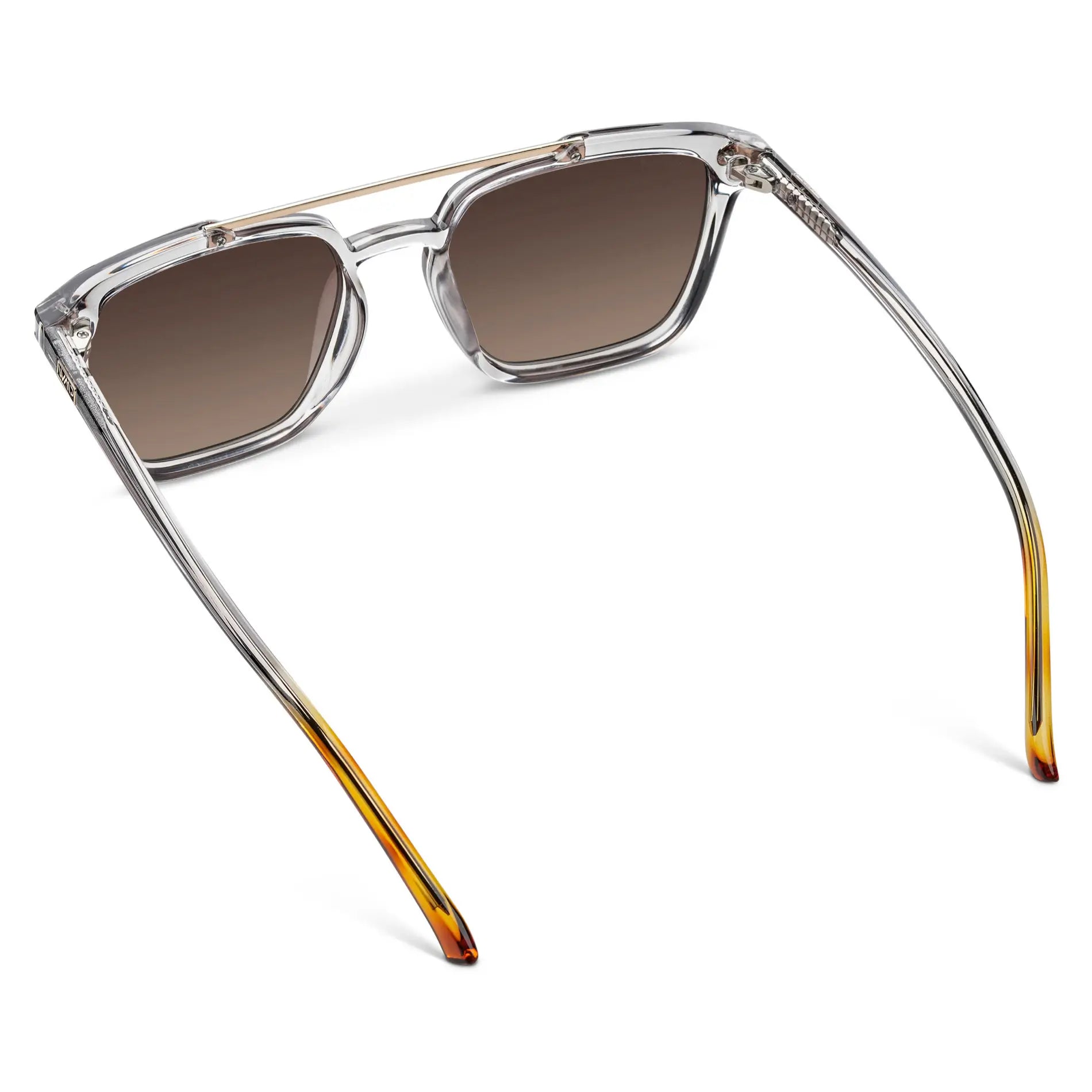 Crystal Ice Grey / Brown Gradient Lens || Men's Grey Square Sunglasses with Brown Polarized Lenses