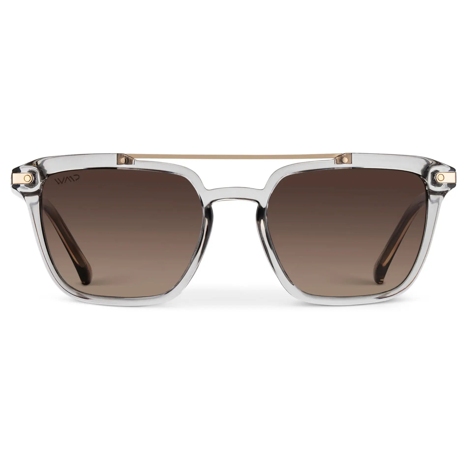 Crystal Ice Grey / Brown Gradient Lens || Men's Grey Square Sunglasses with Brown Polarized Lenses