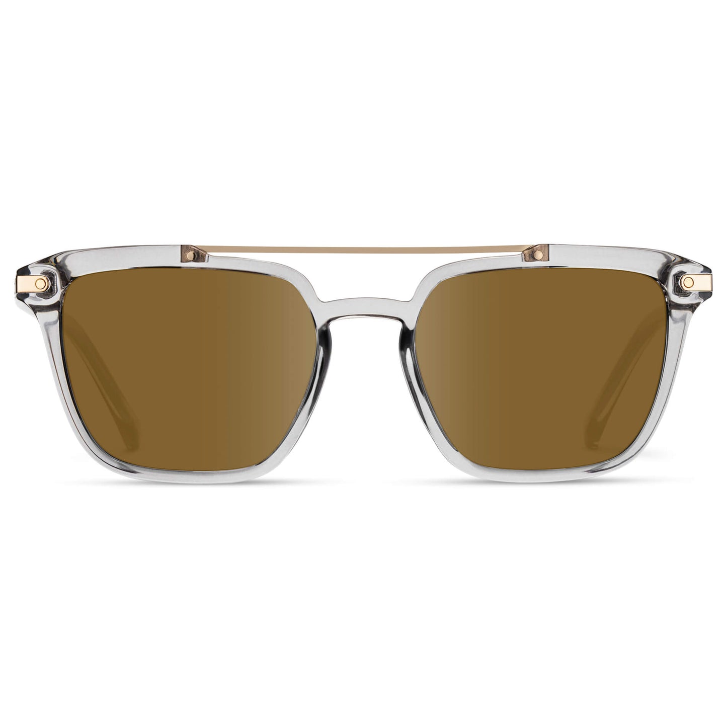 Crystal Ice Grey / Amber Lens || Grey Square Sunglasses with Brown Lenses