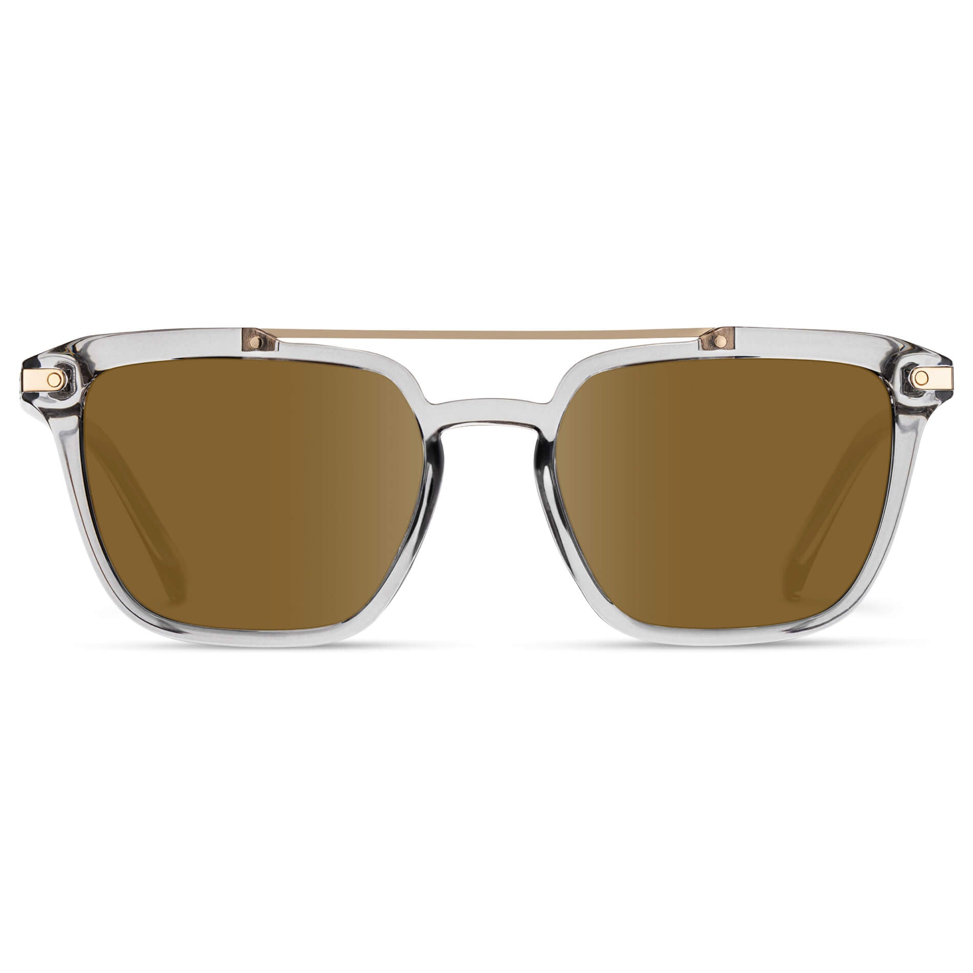 Crystal Ice Grey / Amber Lens || Grey Square Sunglasses with Brown Lenses