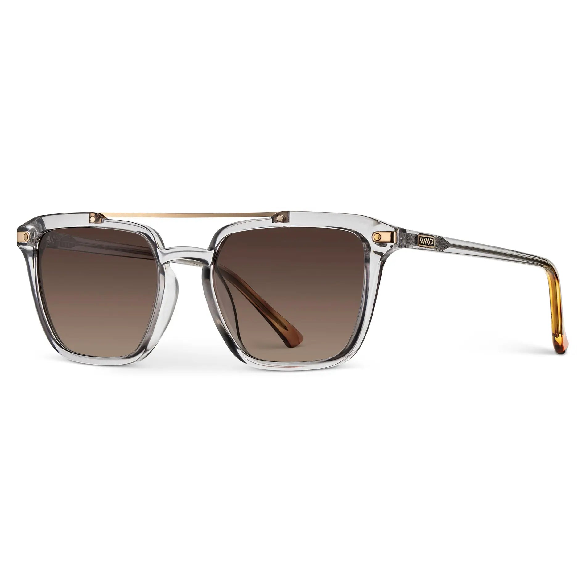 Crystal Ice Grey / Brown Gradient Lens || Men's Grey Square Sunglasses with Brown Polarized Lenses