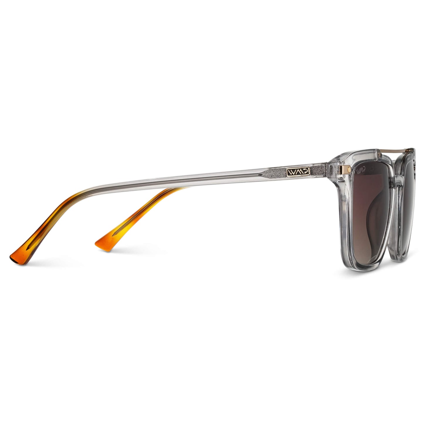 Crystal Ice Grey / Brown Gradient Lens || Grey Square Sunglasses with Brown Lenses
