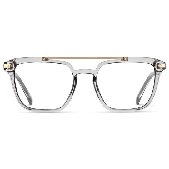 Crystal Ice Grey || Grey Square Eyeglasses with Clear Lenses