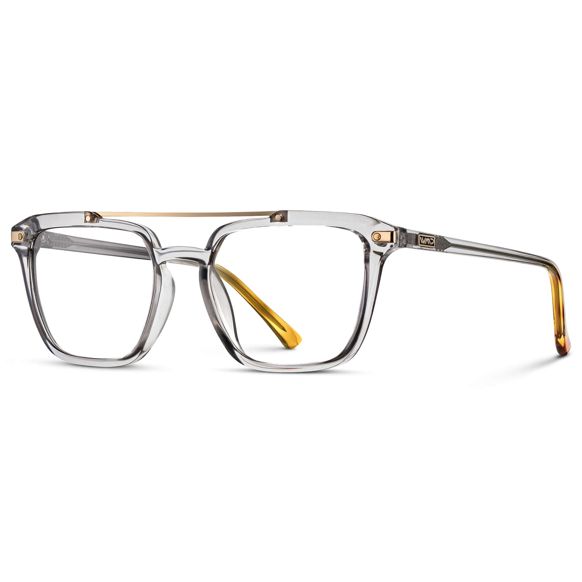 Crystal Ice Grey || Grey Square Eyeglasses with Clear Lenses