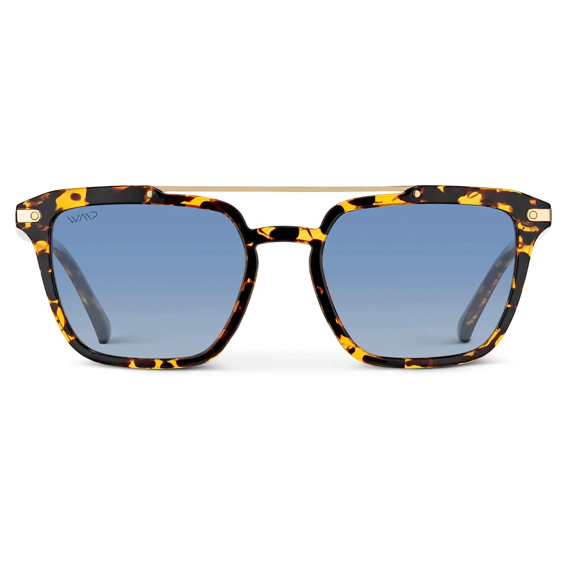 Amber Tortoise / Blue Gradient Lens || Men's Tortoise Brown Square Sunglasses with Blue Polarized Lenses