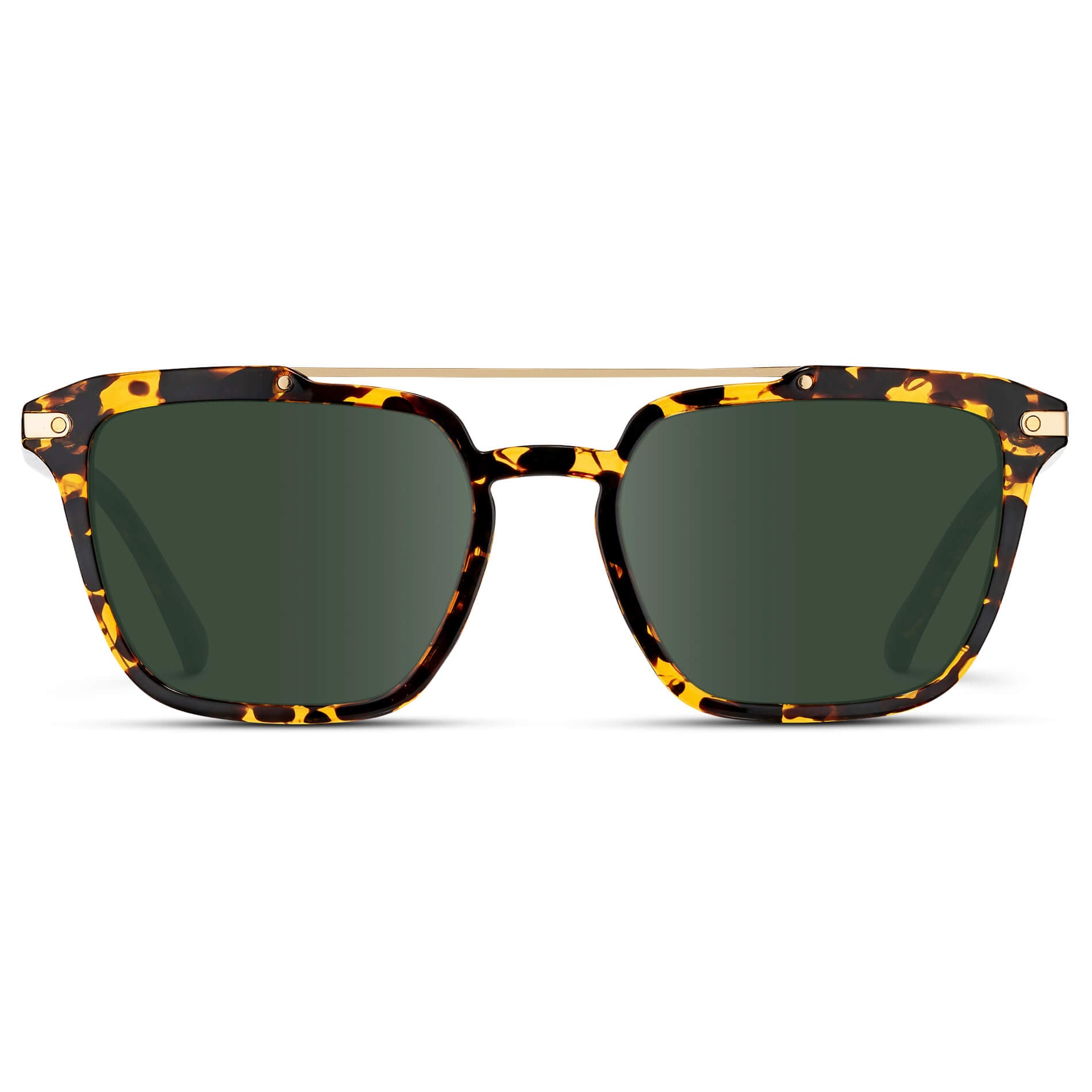 Amber Tortoise / G15 Lens || Brown Tortoise Square Eyeglasses with Green Lenses