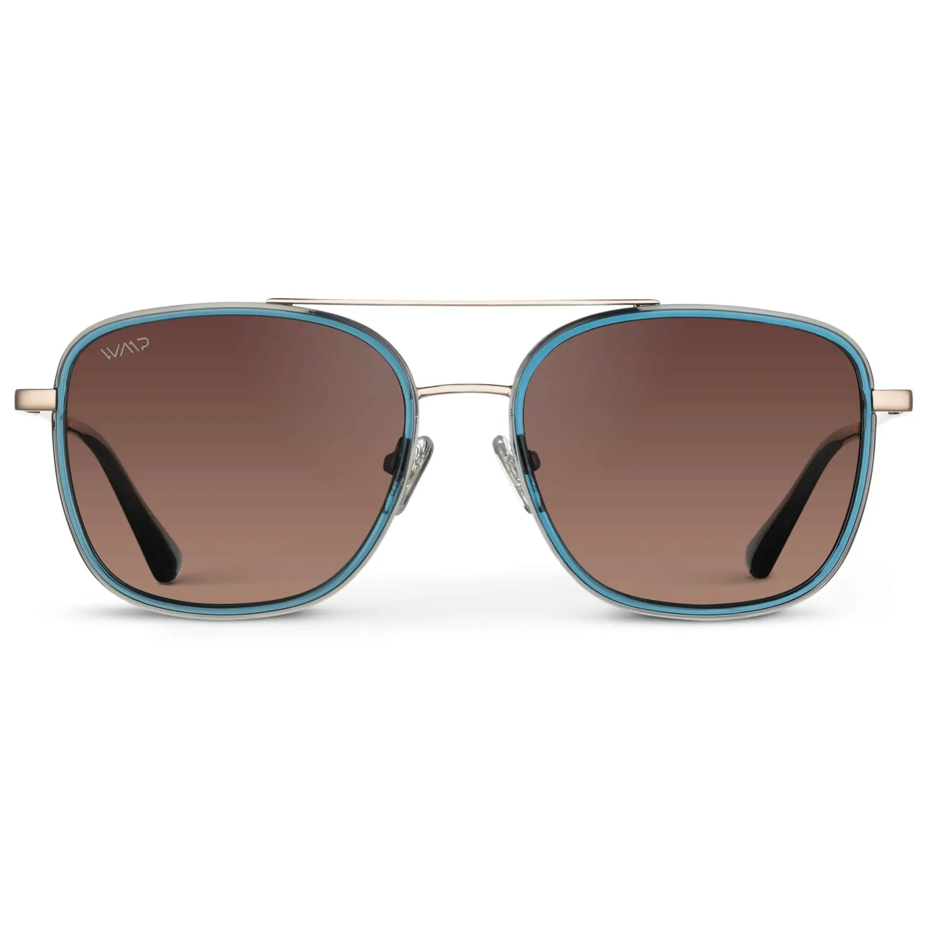 Crystal Cobalt / Gradient Brown Lens || Blue Aviator Frame Sunglasses with Brown Polarized Lenses