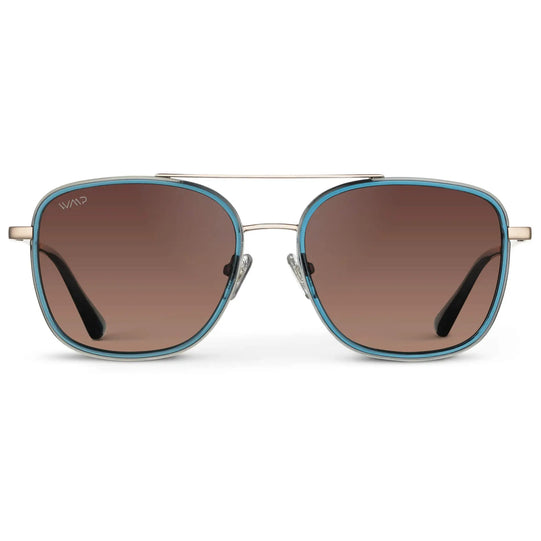 Crystal Cobalt / Gradient Brown Lens || Blue Aviator Frame Sunglasses with Brown Polarized Lenses