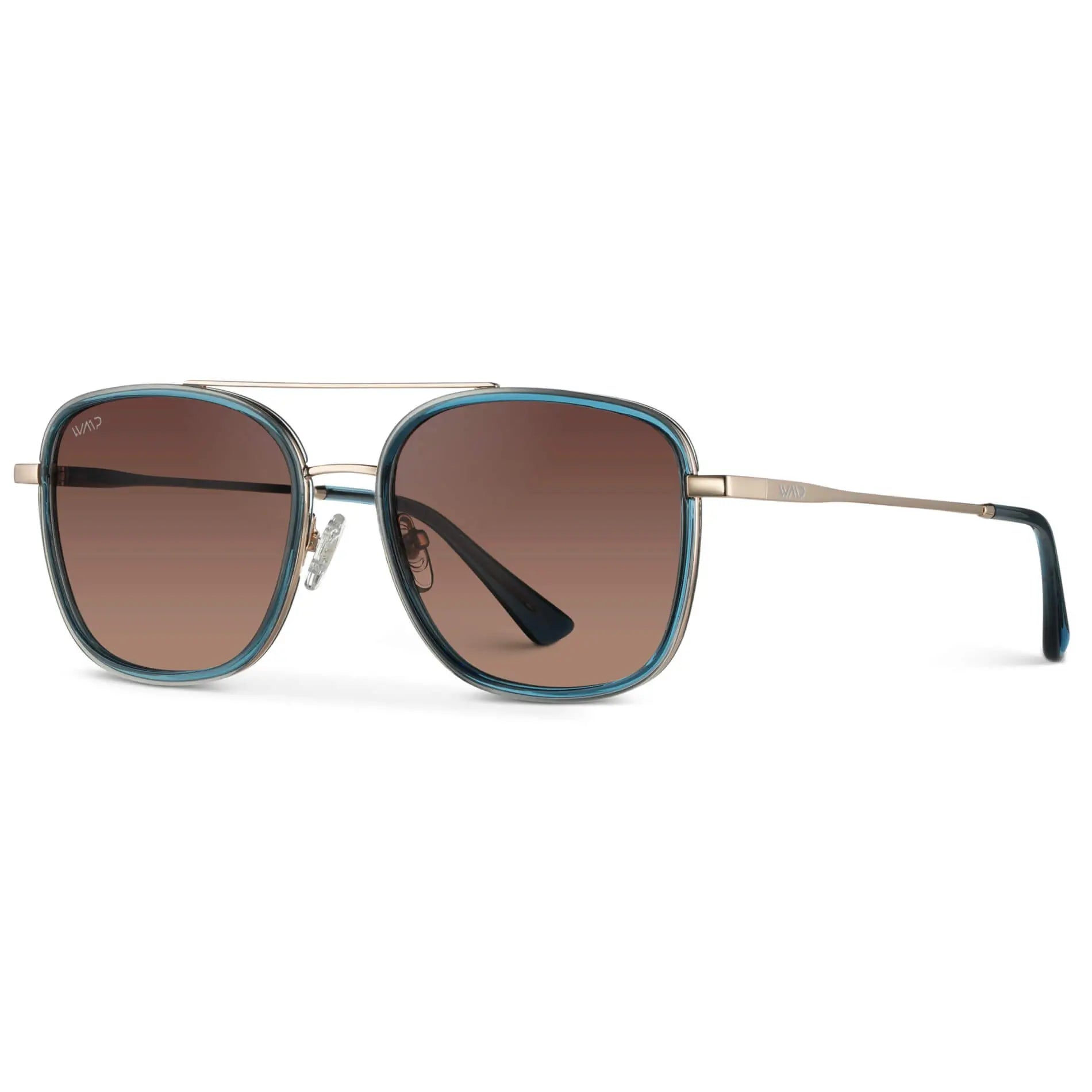 Crystal Cobalt / Gradient Brown Lens || Blue Aviator Frame Sunglasses with Brown Polarized Lenses